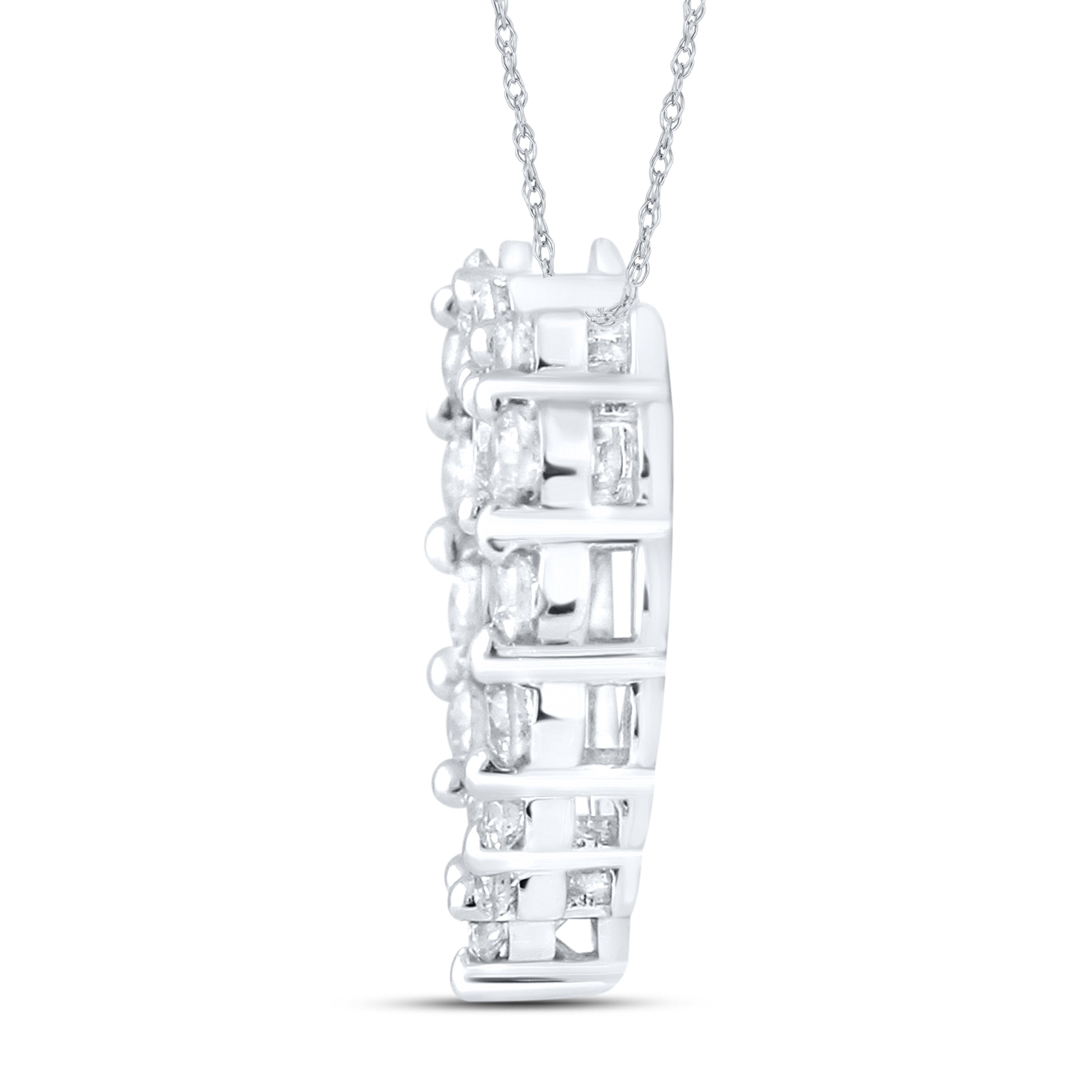 10kt White Gold 0.33 CTW Natural Diamond  Pendant with 18-inch Chain