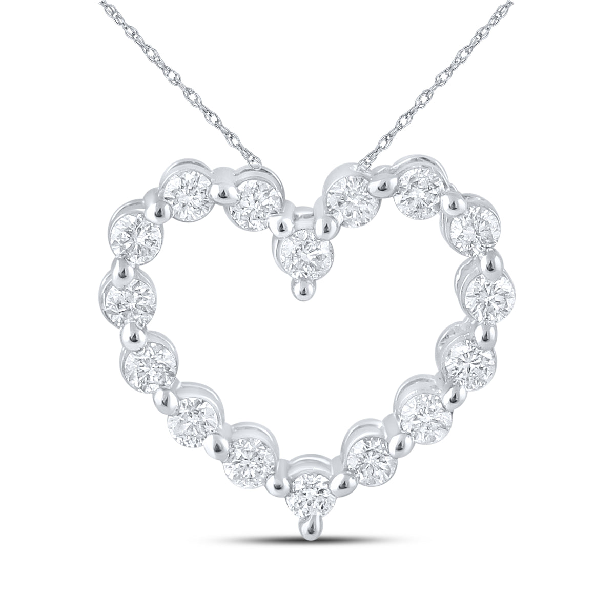 10kt White Gold 0.33 CTW Natural Diamond  Pendant with 18-inch Chain