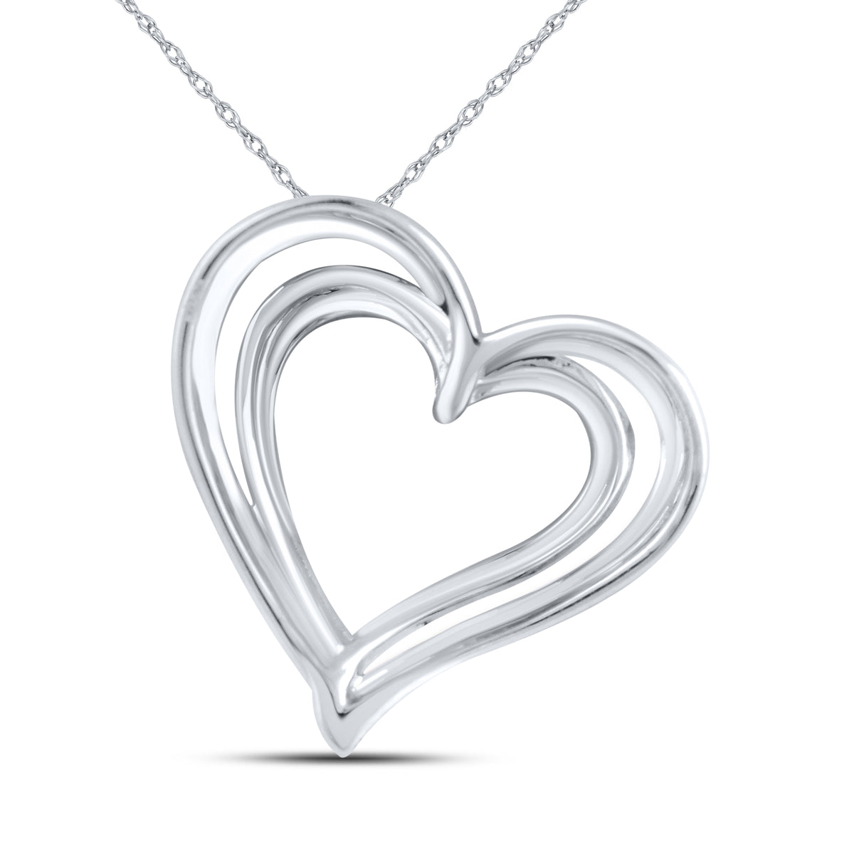 10kt White Gold 0.12 CTW Natural Diamond  Pendant with 18-inch Chain