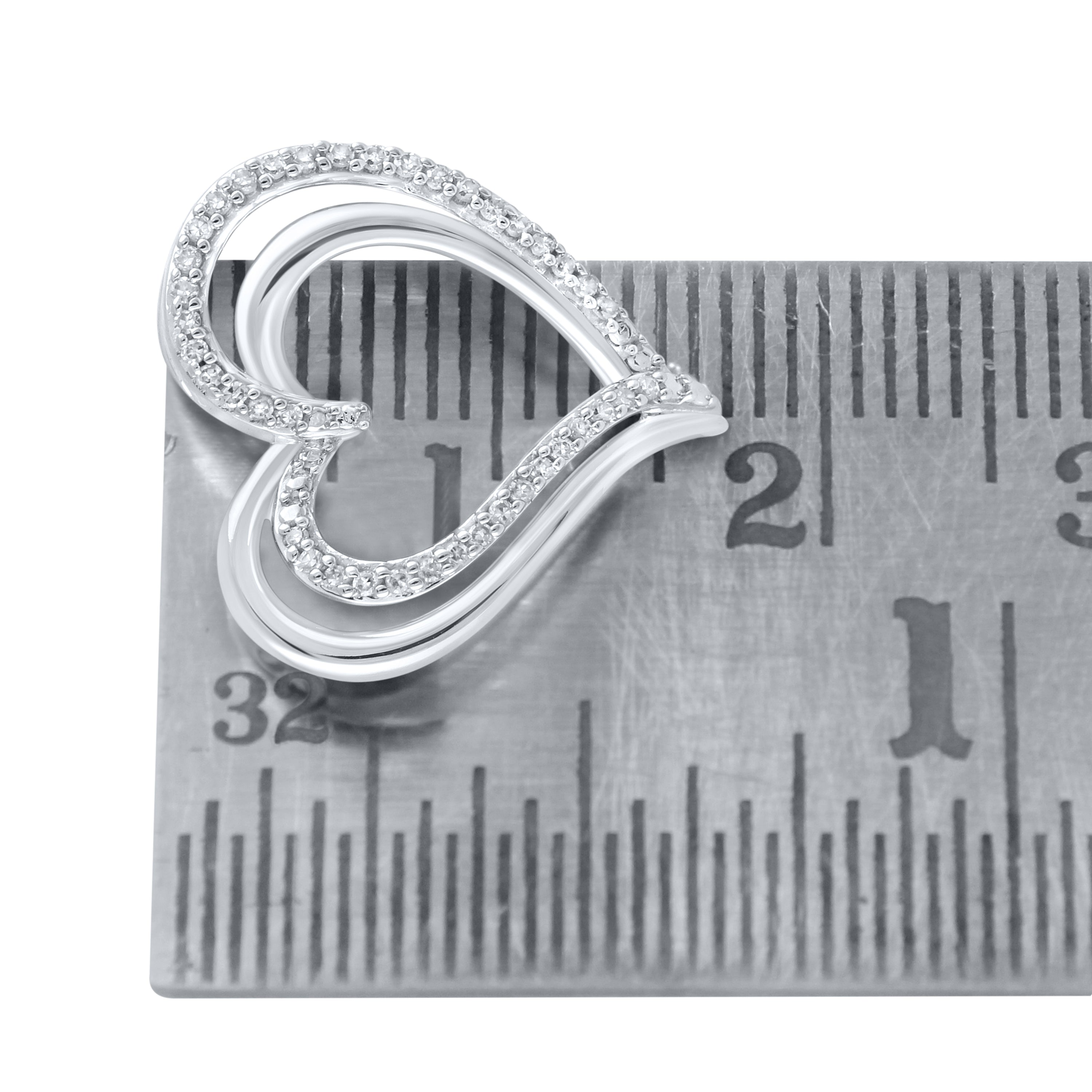 10kt White Gold 0.12 CTW Natural Diamond  Pendant with 18-inch Chain