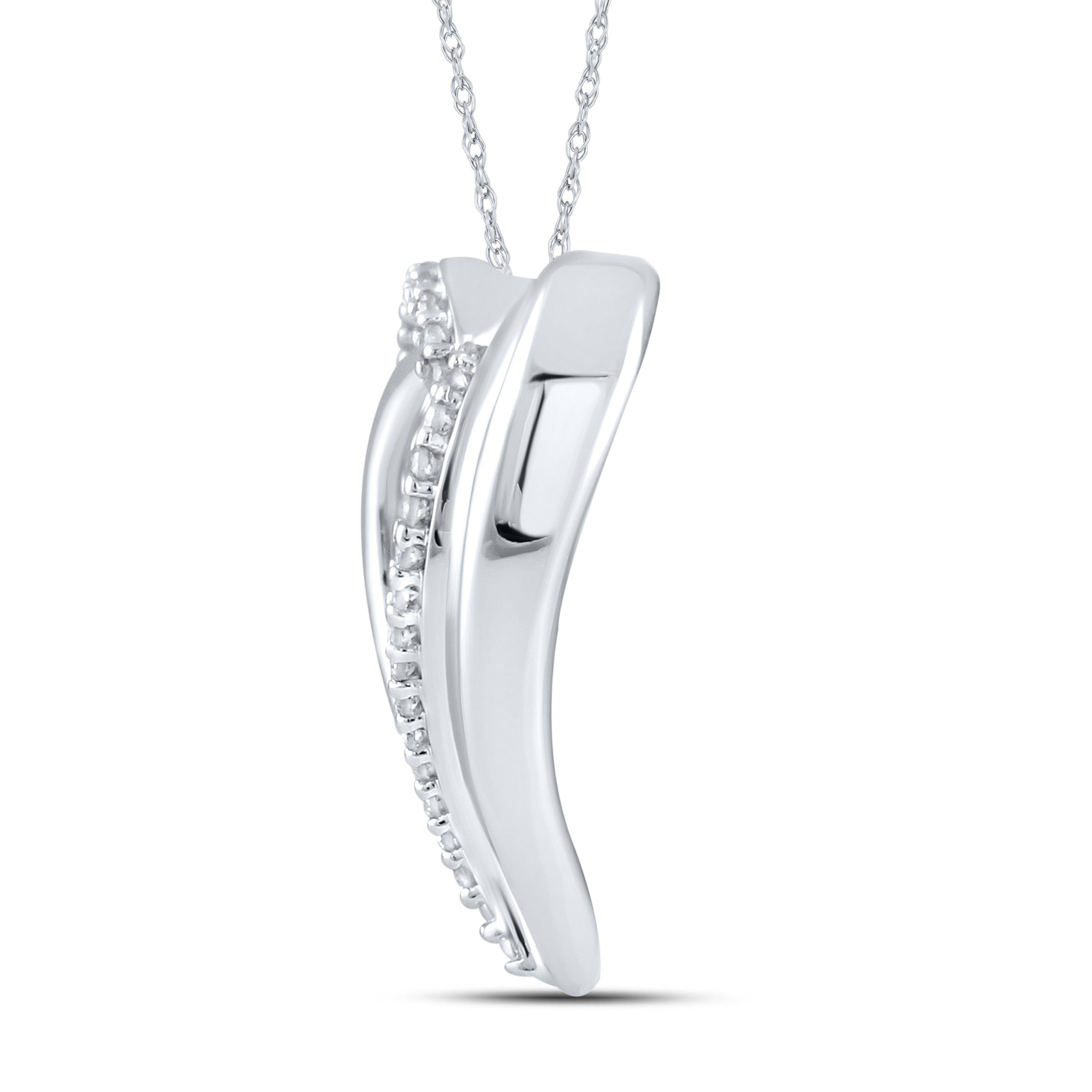 10kt White Gold 0.12 CTW Natural Diamond  Pendant with 18-inch Chain