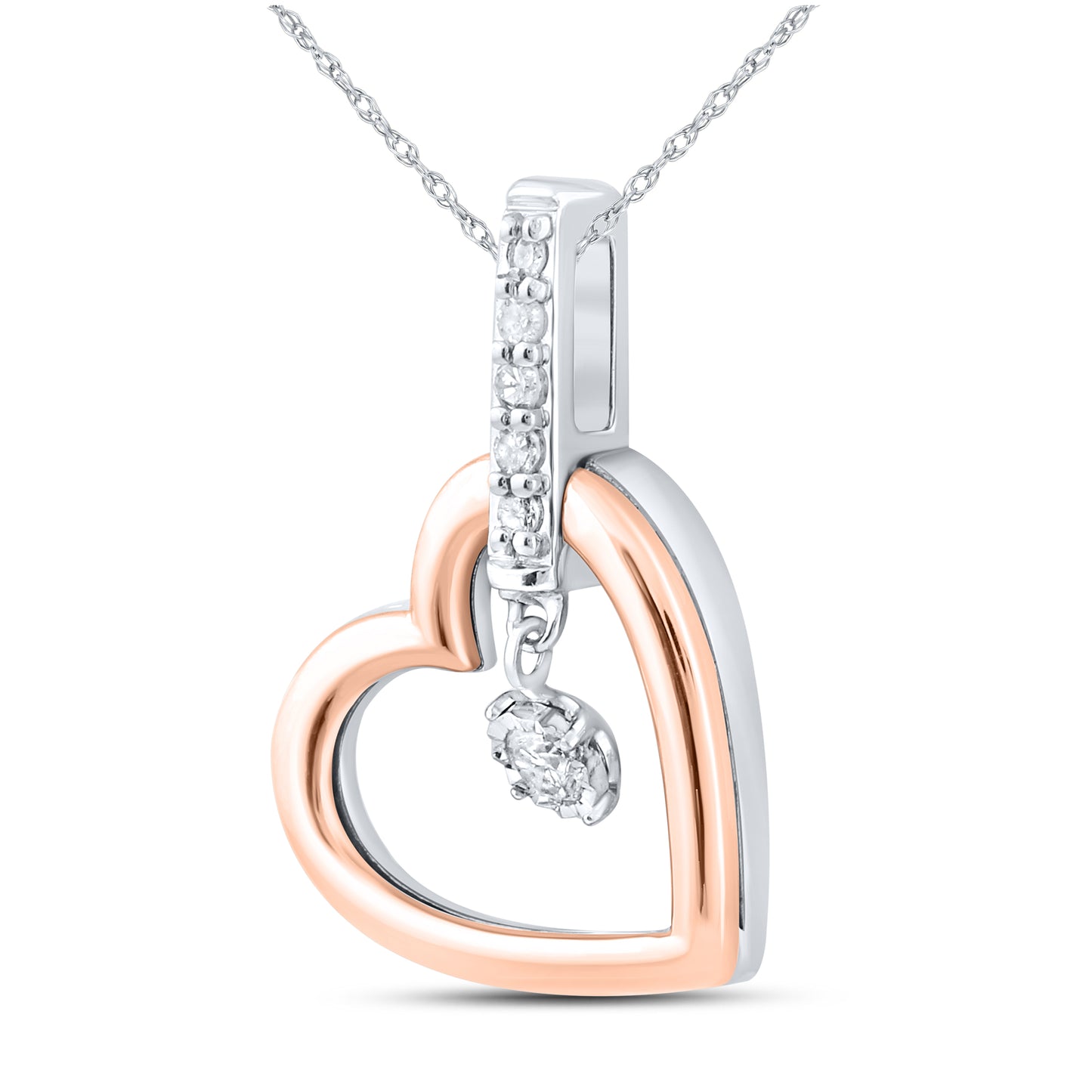 10kt Rose Gold 0.08 CTW Natural Diamond  Pendant with 18-inch Chain