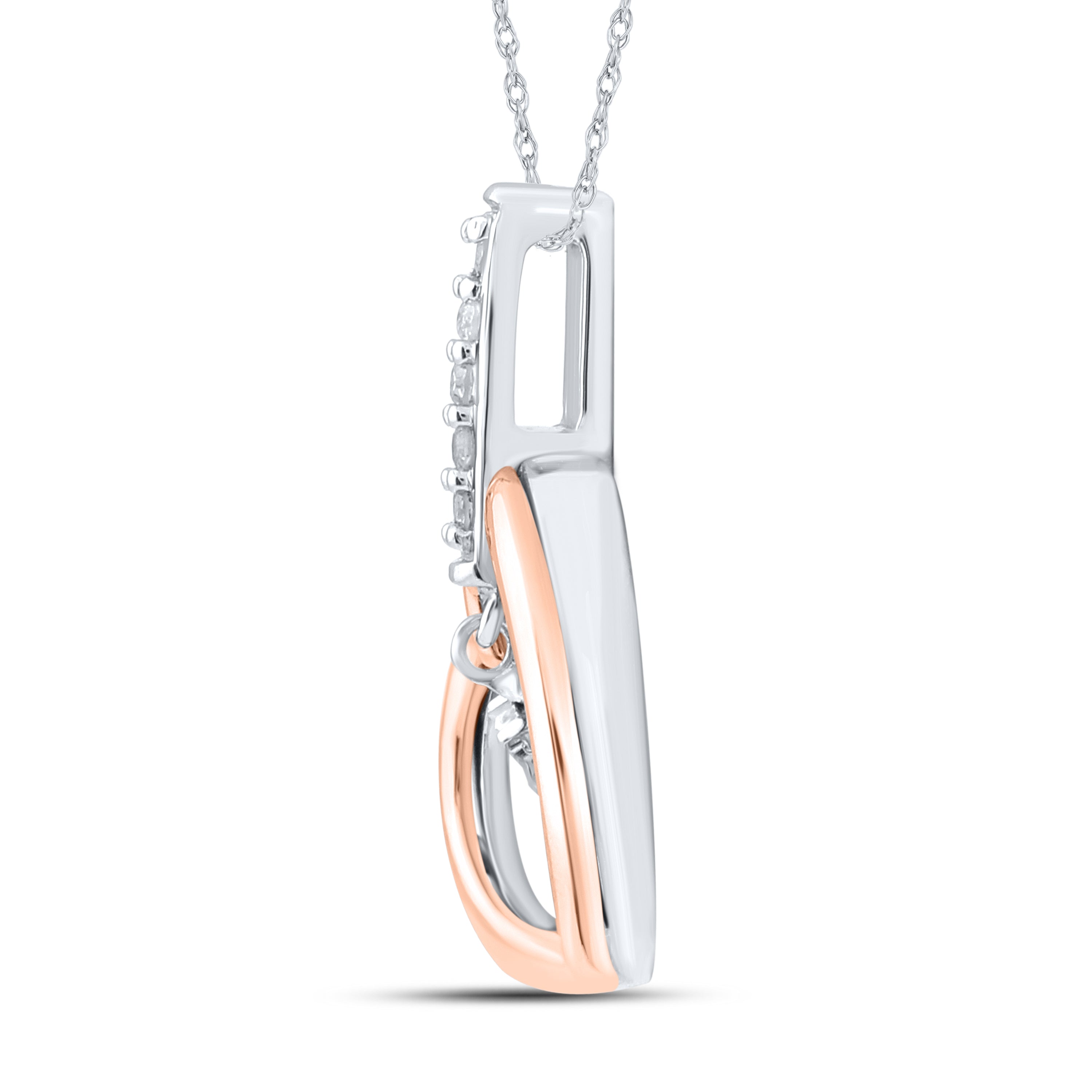 10kt Rose Gold 0.08 CTW Natural Diamond  Pendant with 18-inch Chain
