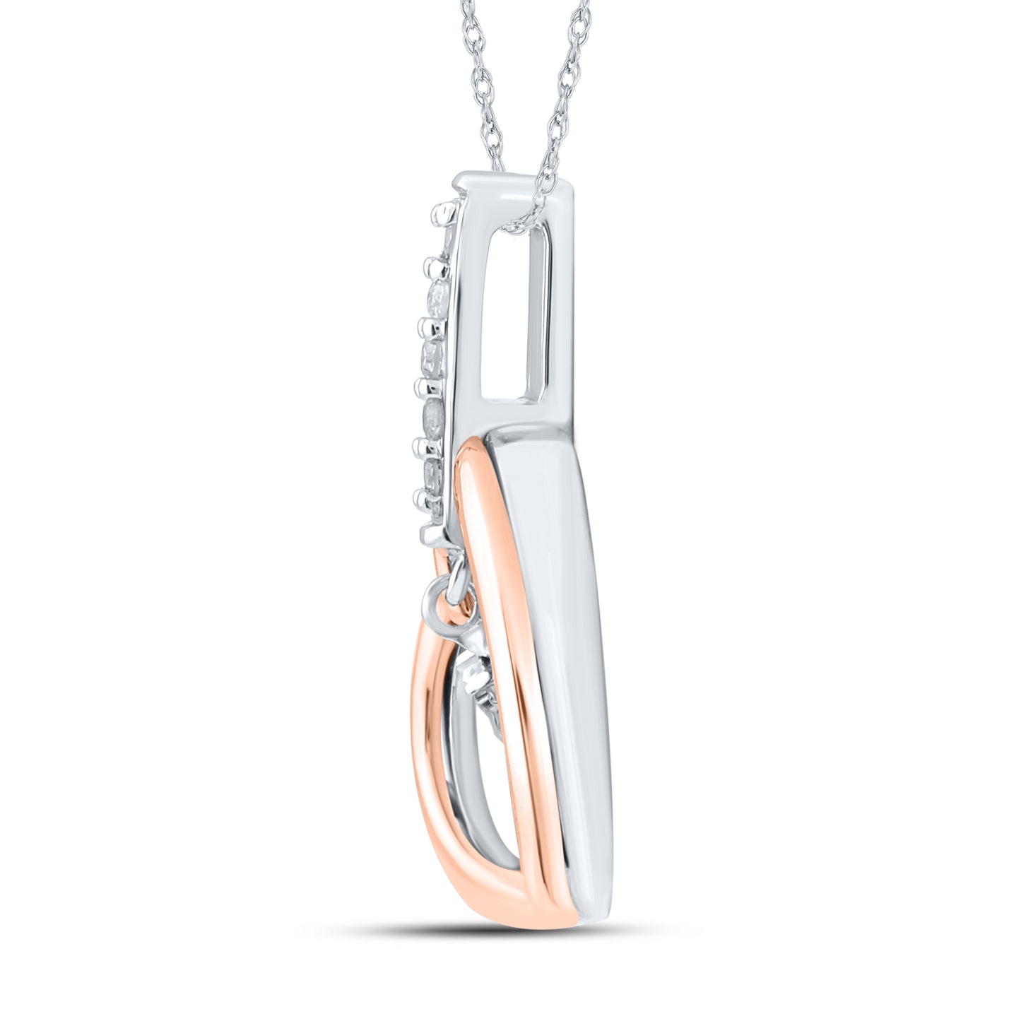 10kt Rose Gold 0.08 CTW Natural Diamond  Pendant with 18-inch Chain