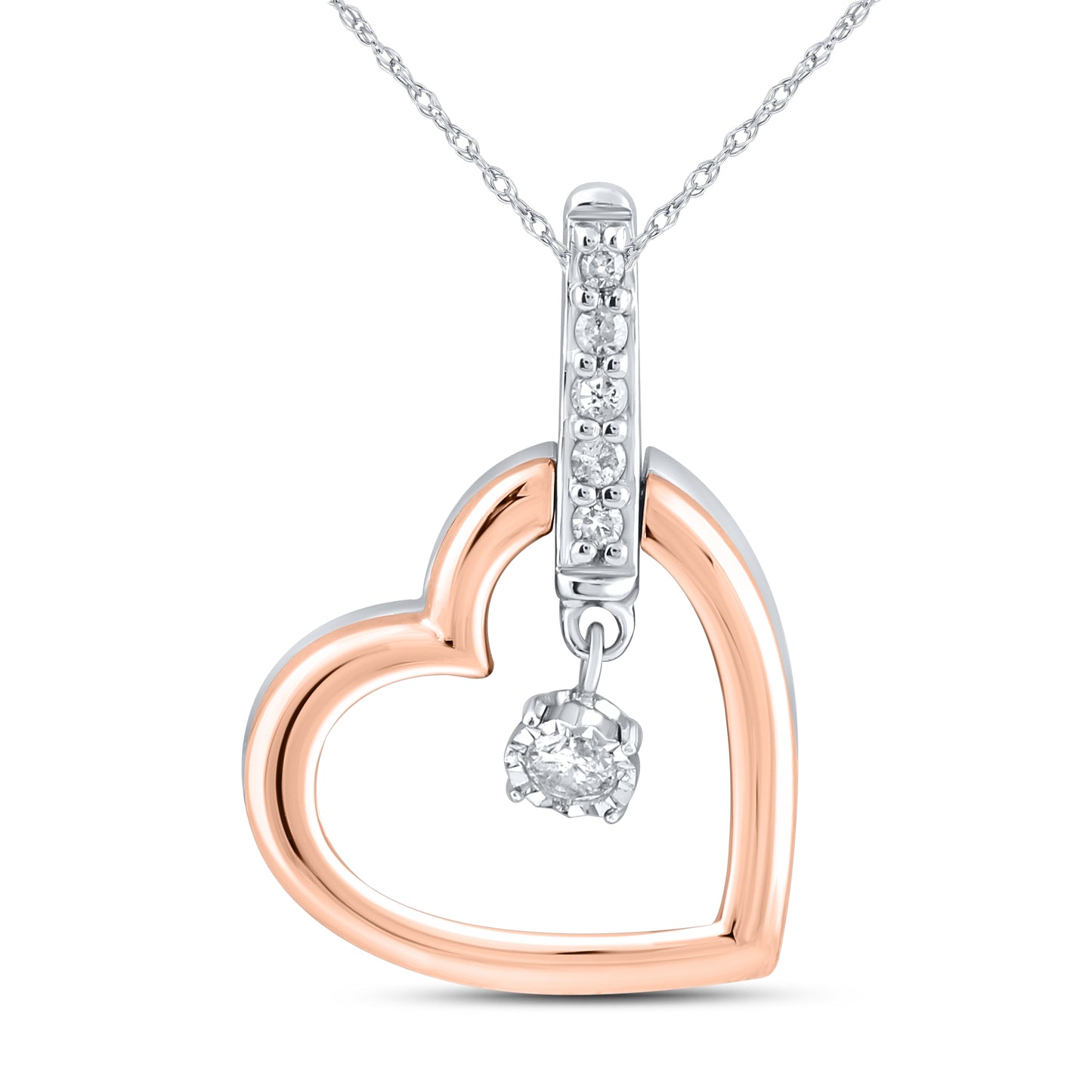 10kt Rose Gold 0.08 CTW Natural Diamond  Pendant with 18-inch Chain