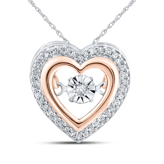 10kt White & Rose Gold 0.12 CTW Natural Diamond Pendant with 18 inch Chain