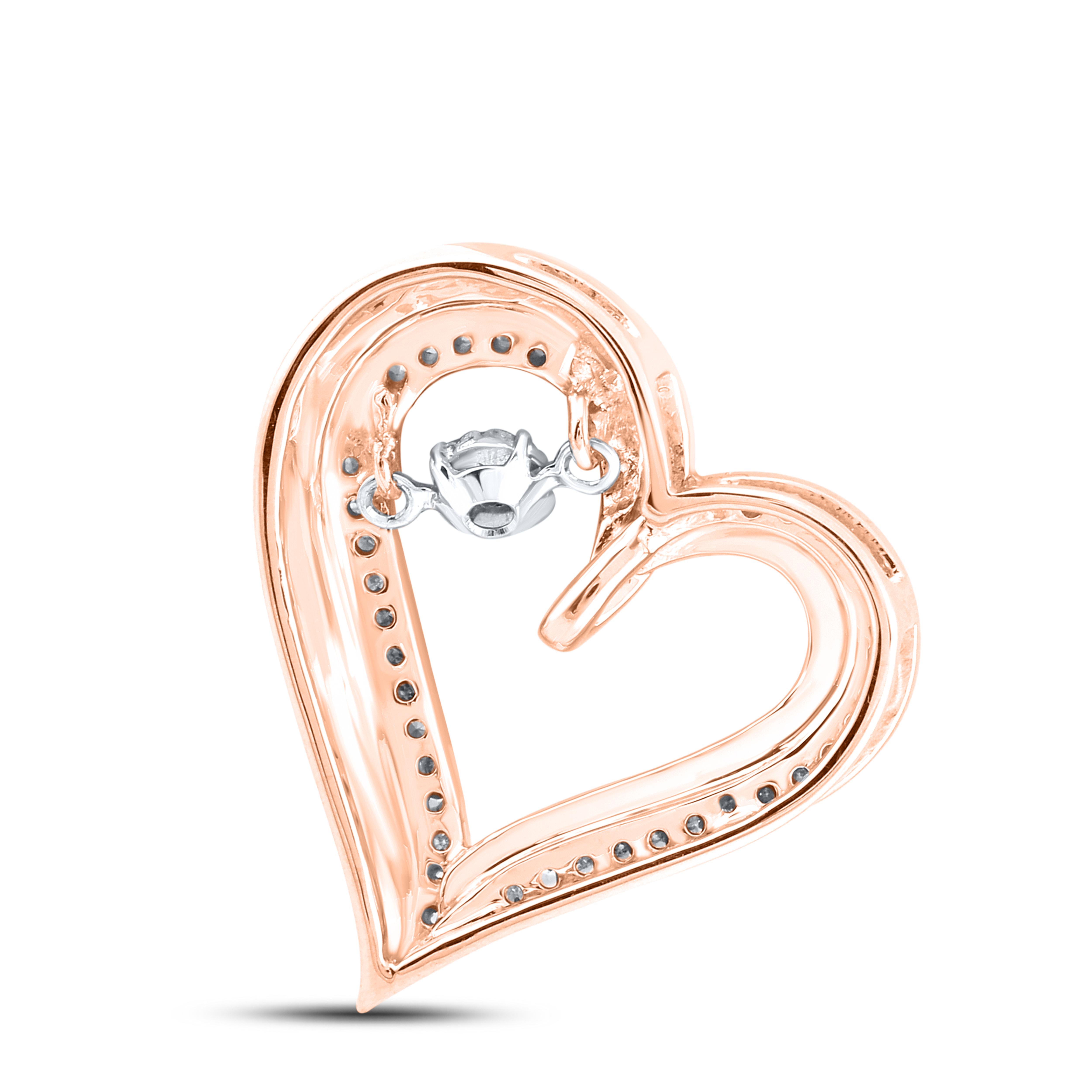 10kt Rose Gold 0.16 CTW Natural Diamond  Pendant with 18-inch Chain