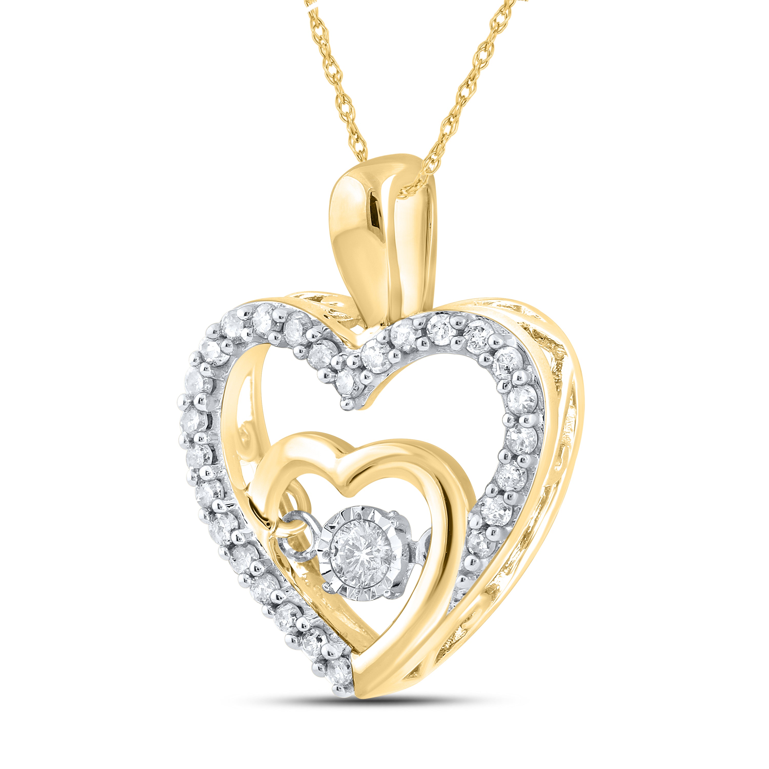 10kt Yellow Gold 0.20 CTW Natural Diamond Pendant with 18-inch Chain