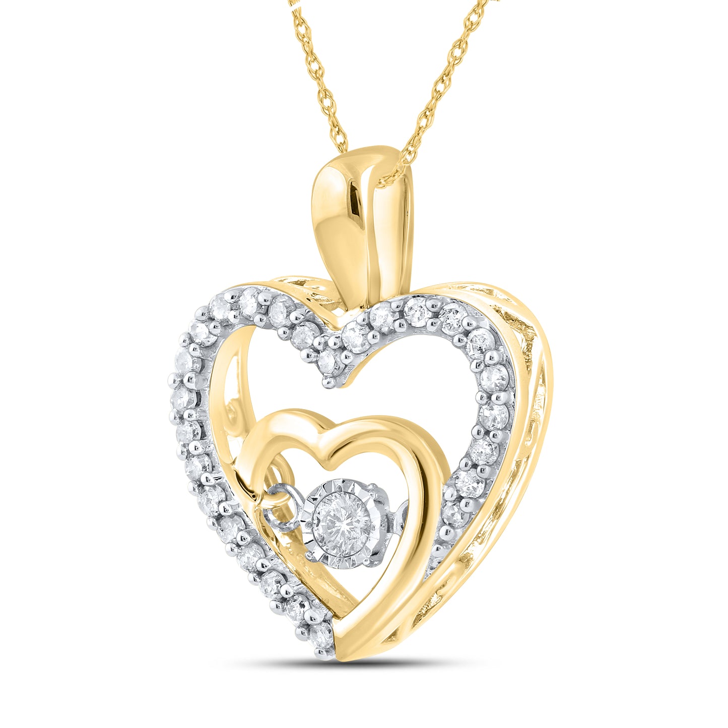 10kt Yellow Gold 0.20 CTW Natural Diamond Pendant with 18-inch Chain