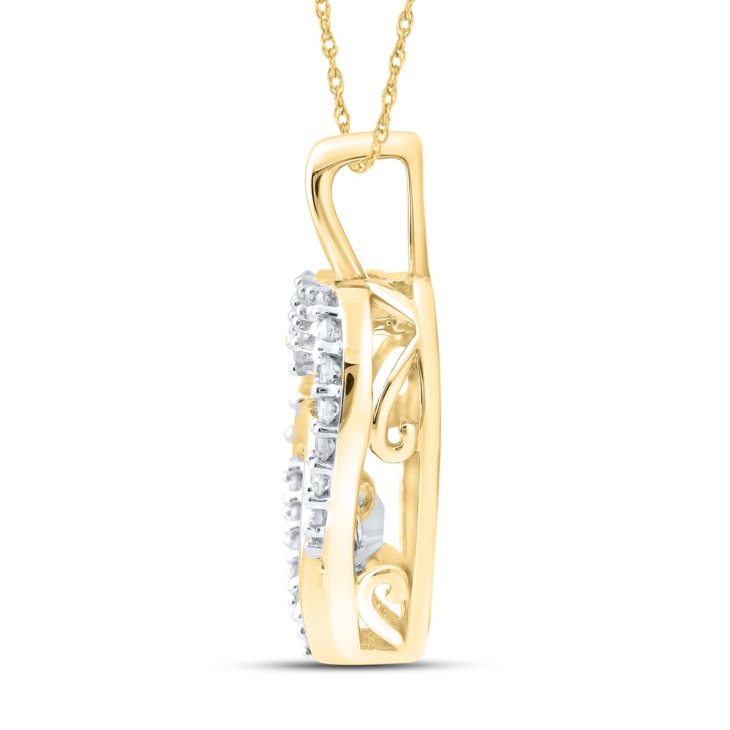 10kt Yellow Gold 0.20 CTW Natural Diamond Pendant with 18-inch Chain