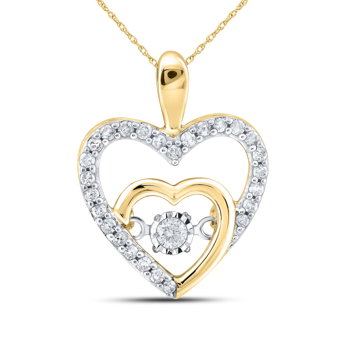 10kt Yellow Gold 0.20 CTW Natural Diamond Pendant with 18-inch Chain