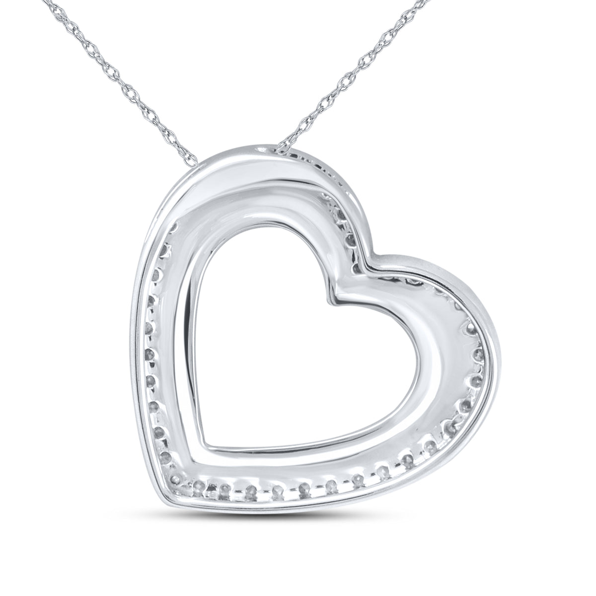 10kt White Gold 0.12 CTW Natural Diamond  Pendant with 18-inch Chain