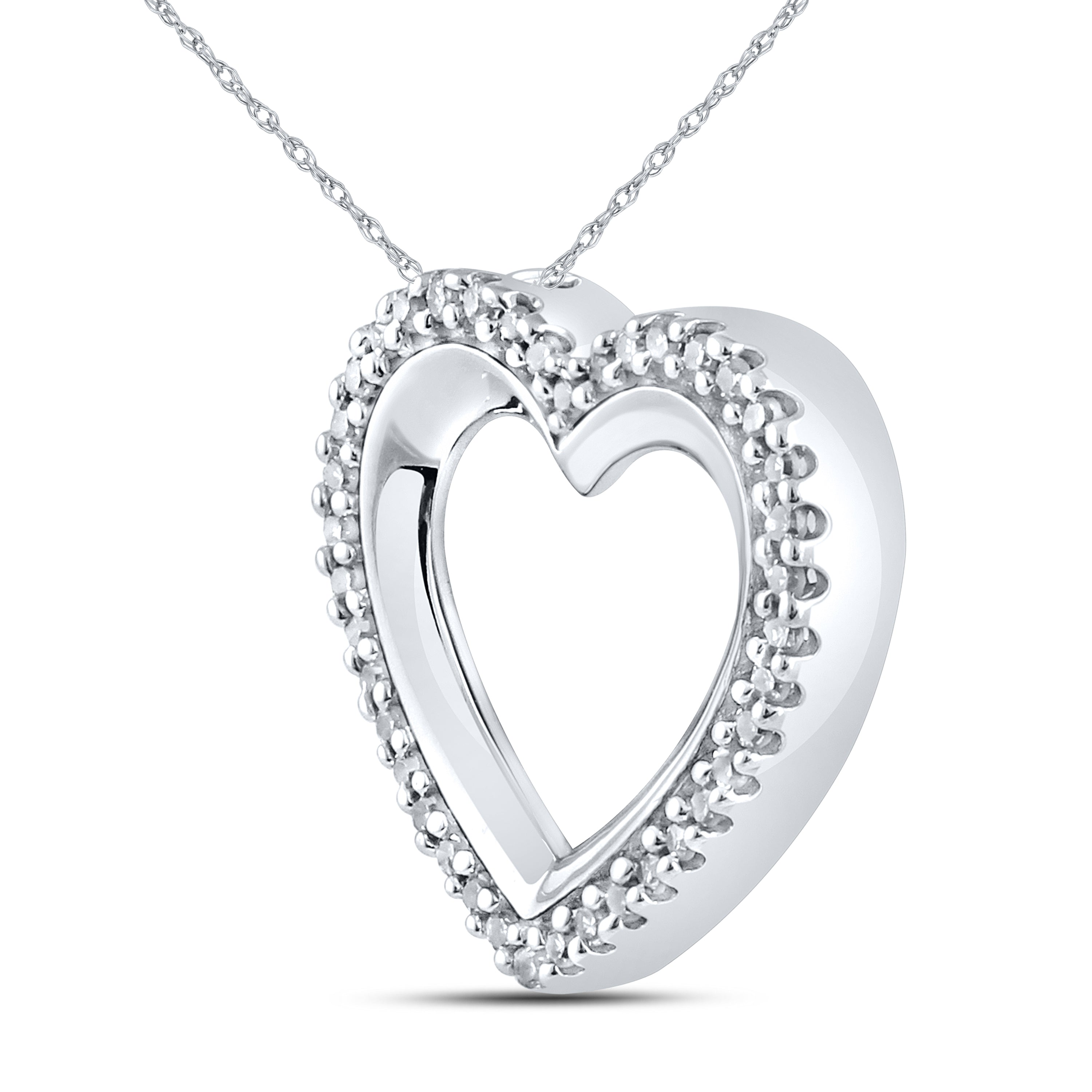 10kt White Gold 0.12 CTW Natural Diamond  Pendant with 18-inch Chain