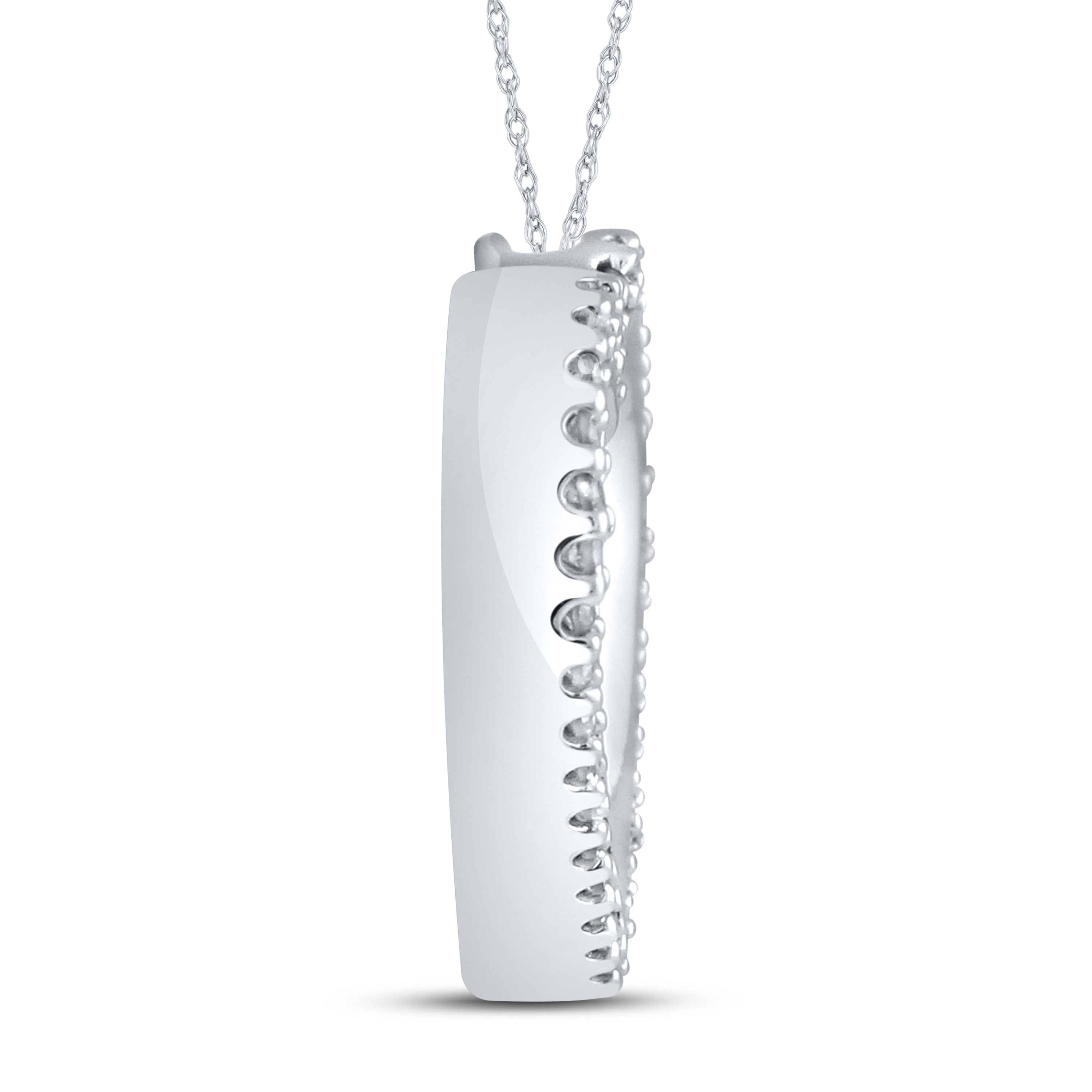 10kt White Gold 0.12 CTW Natural Diamond  Pendant with 18-inch Chain