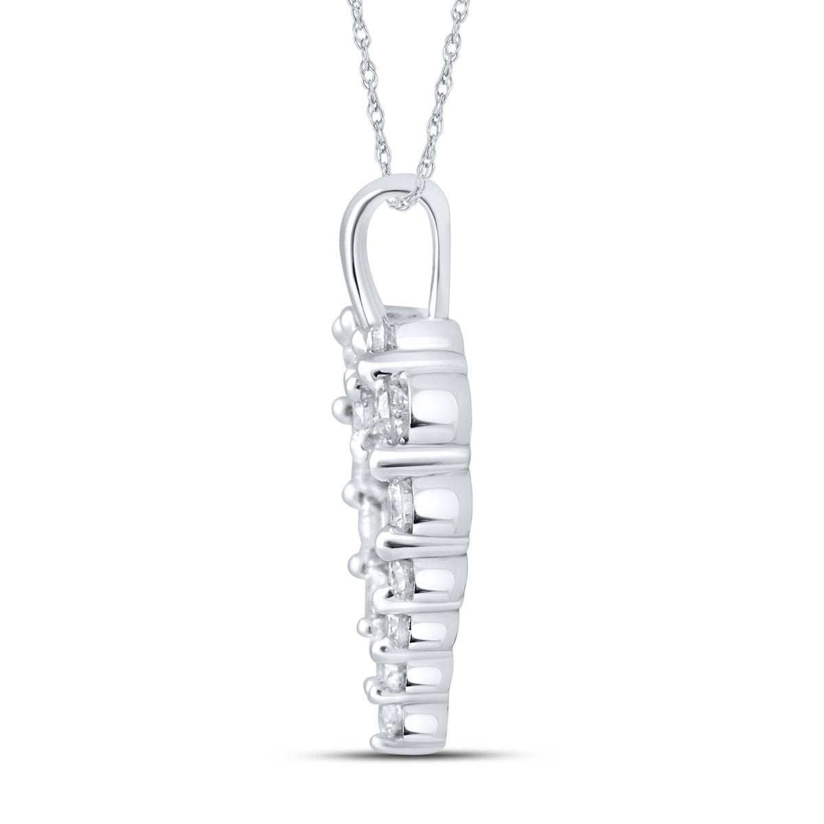 10kt White Gold 0.25 CTW Natural Diamond  Pendant with 18-inch Chain