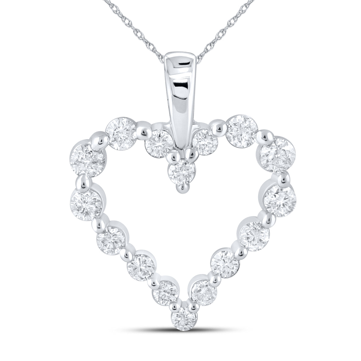 10kt White Gold 0.25 CTW Natural Diamond  Pendant with 18-inch Chain