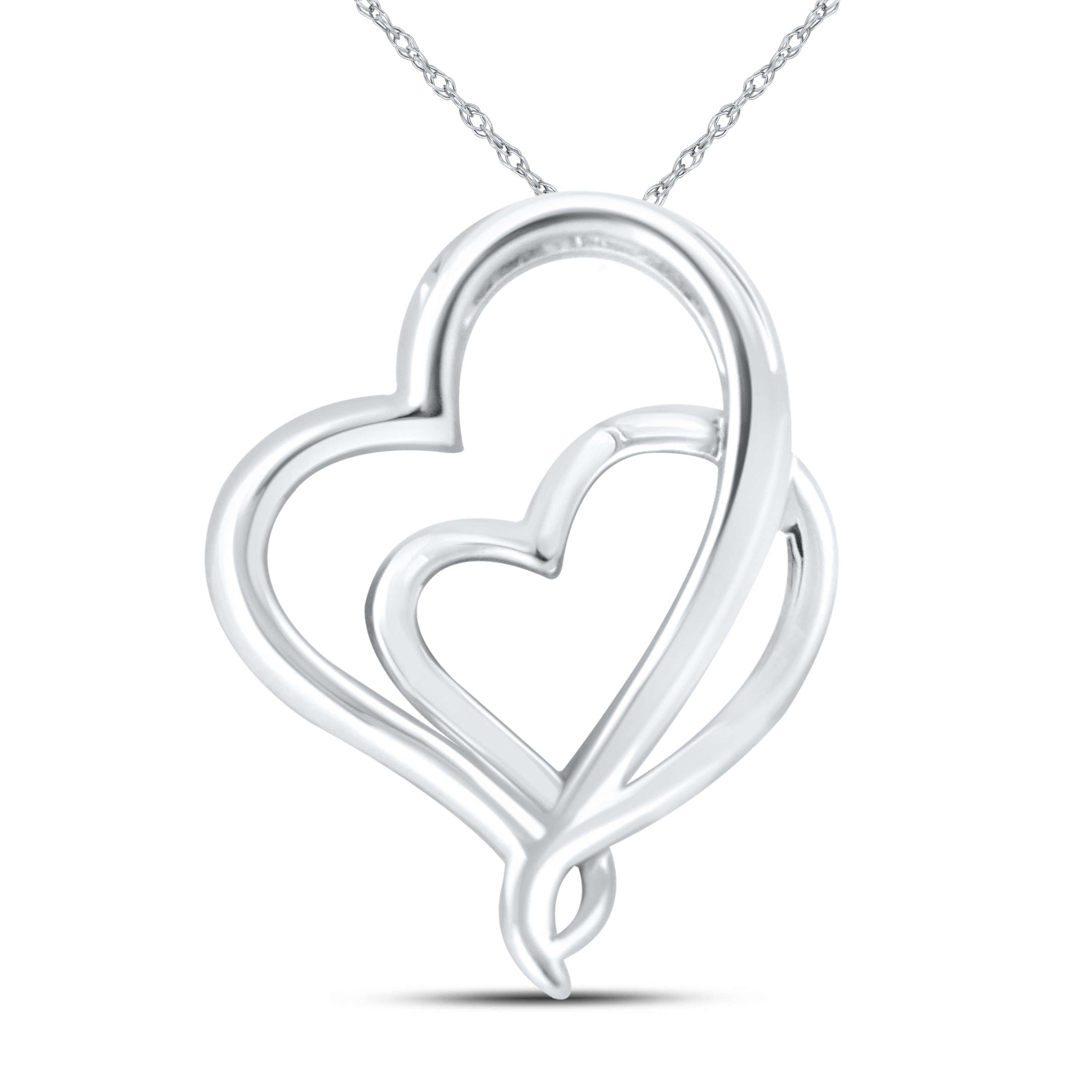 10kt White Gold 0.16 CTW Natural Diamond  Pendant with 18-inch Chain