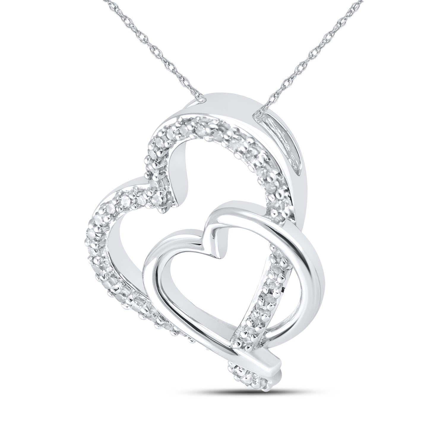 10kt White Gold 0.16 CTW Natural Diamond  Pendant with 18-inch Chain