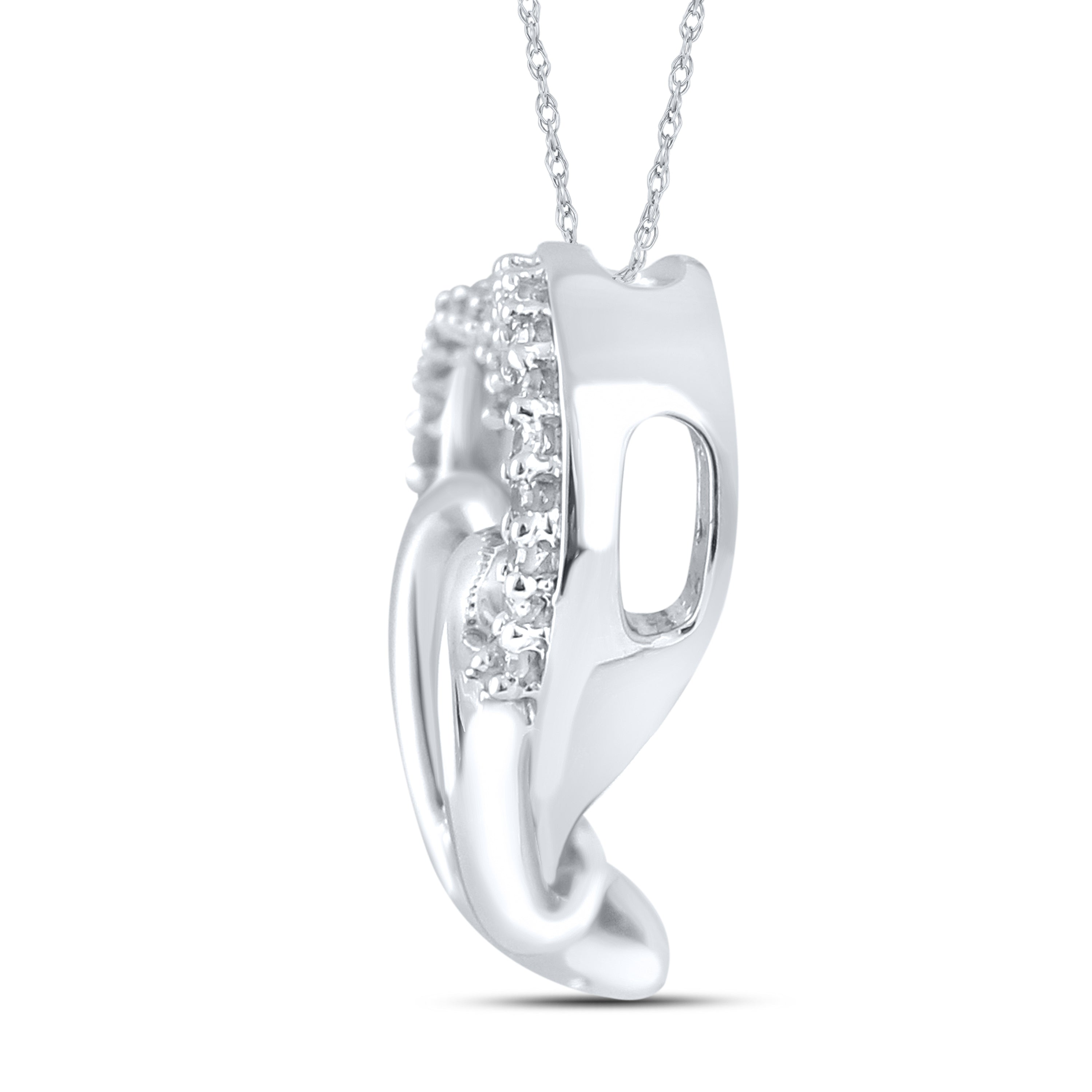10kt White Gold 0.16 CTW Natural Diamond  Pendant with 18-inch Chain