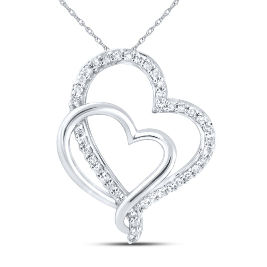 10kt White Gold 0.16 CTW Natural Diamond  Pendant with 18-inch Chain