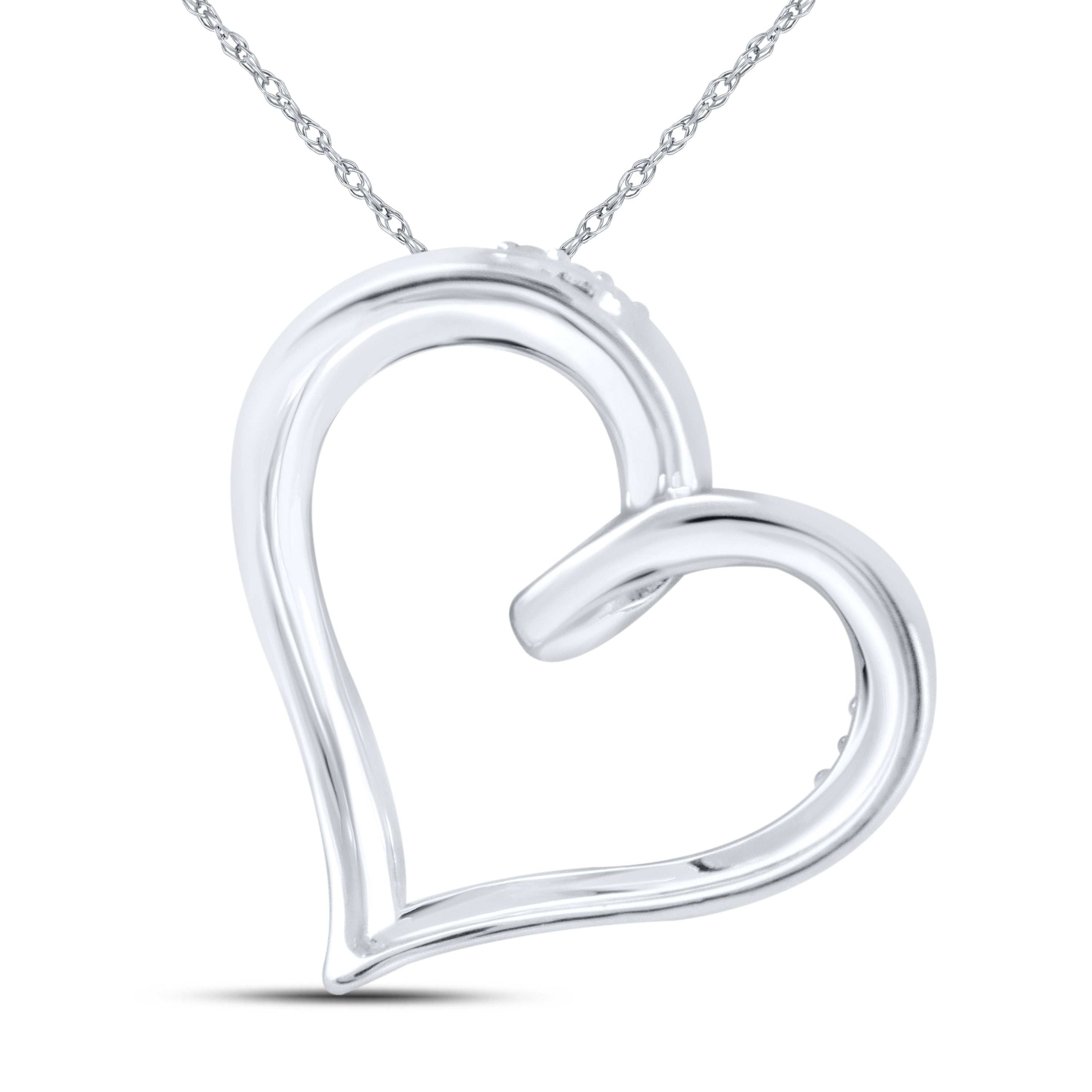 10kt White Gold 0.10 CTW Natural Diamond  Pendant with 18-inch Chain