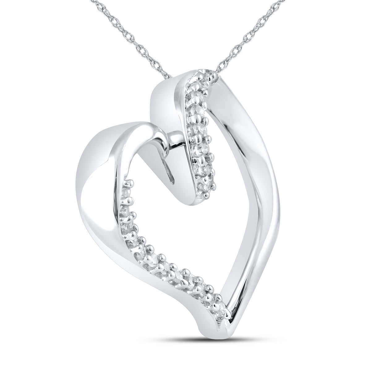 10kt White Gold 0.10 CTW Natural Diamond  Pendant with 18-inch Chain