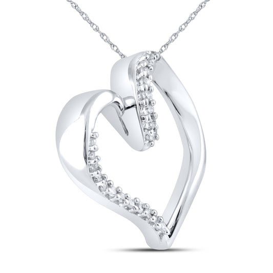 10kt White Gold 0.10 CTW Natural Diamond  Pendant with 18-inch Chain
