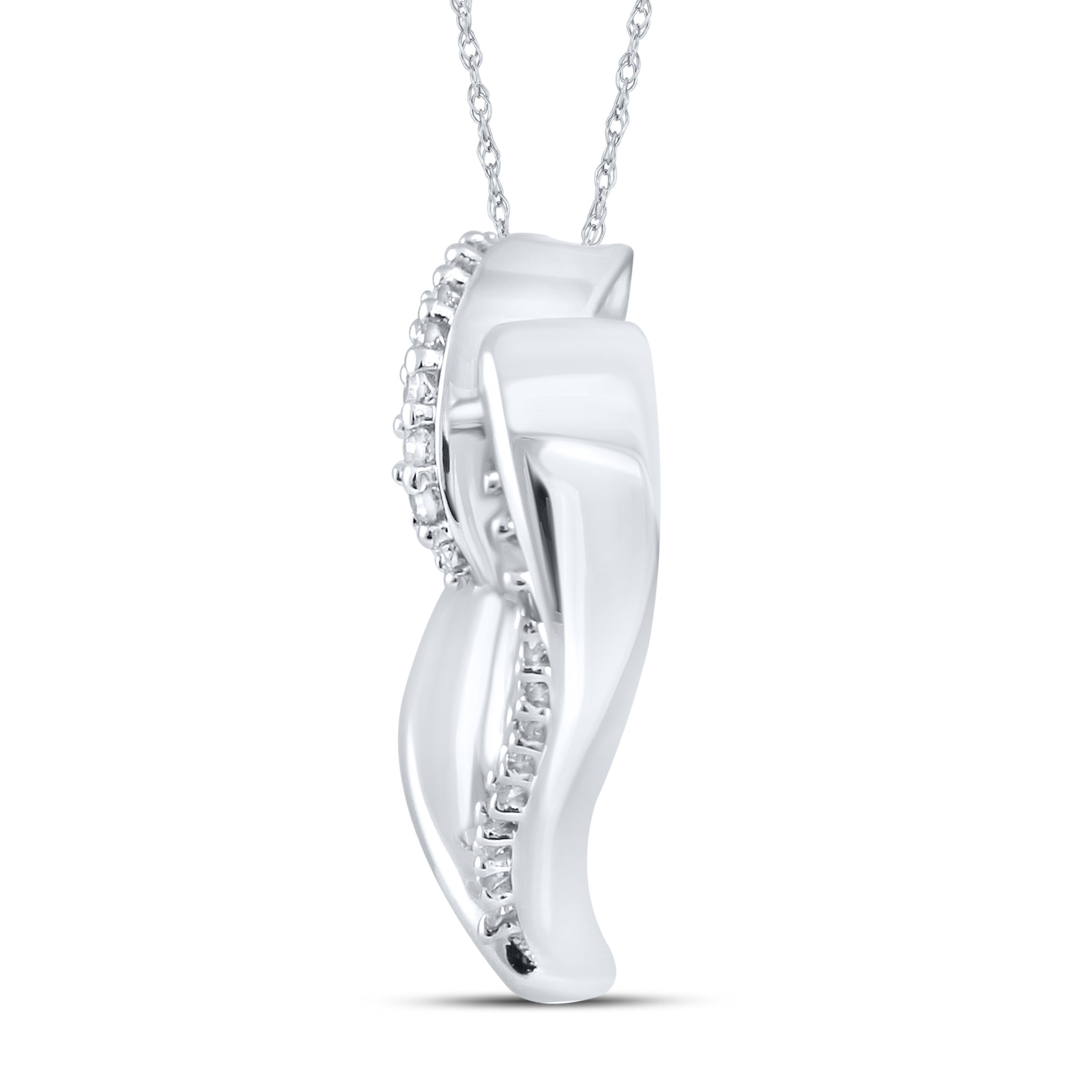 10kt White Gold 0.10 CTW Natural Diamond  Pendant with 18-inch Chain