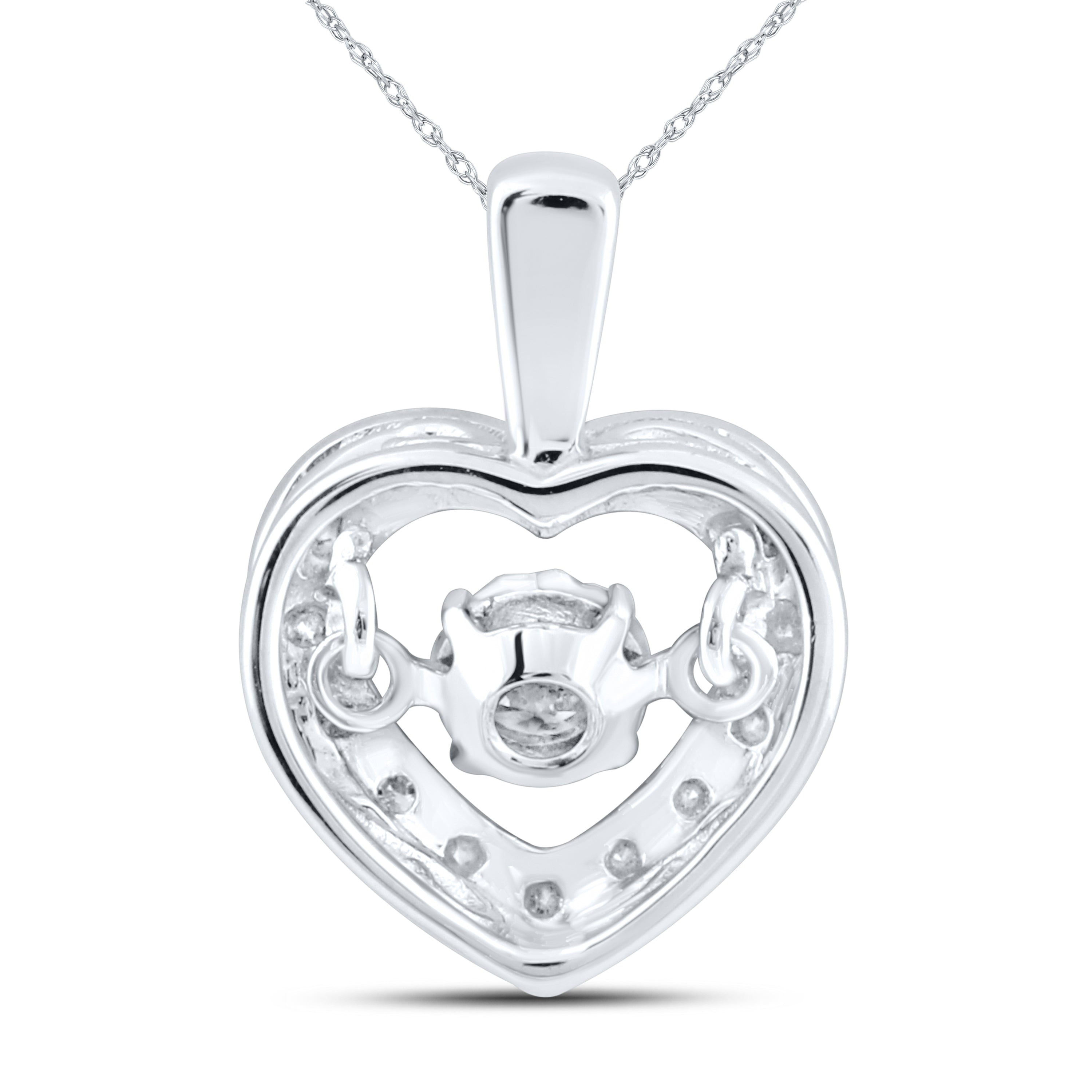 10kt White Gold 0.20 CTW Natural Diamond  Pendant with 18-inch Chain