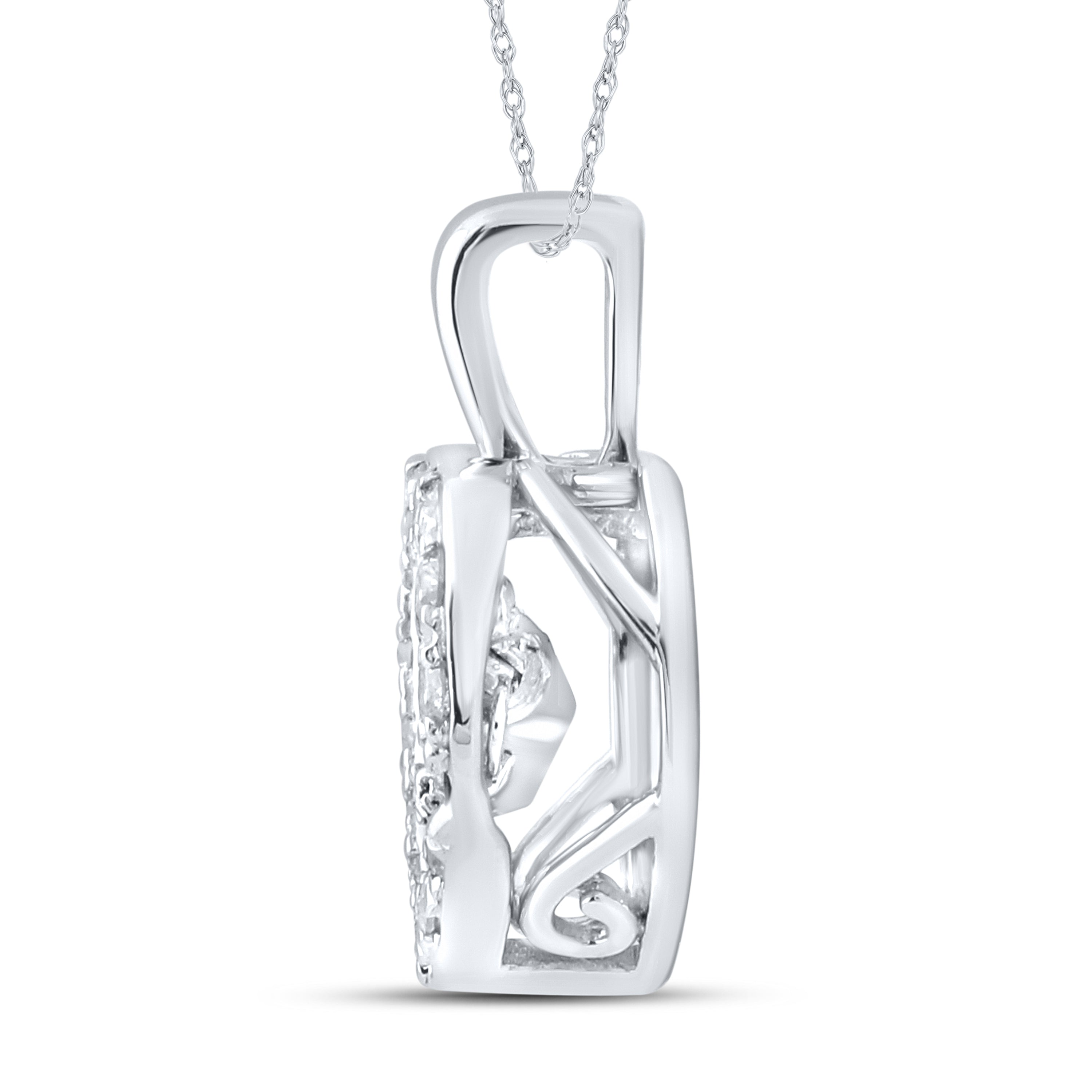 10kt White Gold 0.20 CTW Natural Diamond  Pendant with 18-inch Chain