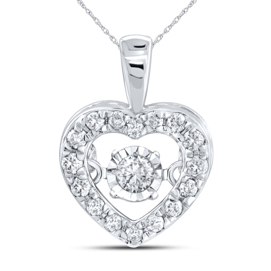 10kt White Gold 0.20 CTW Natural Diamond  Pendant with 18-inch Chain