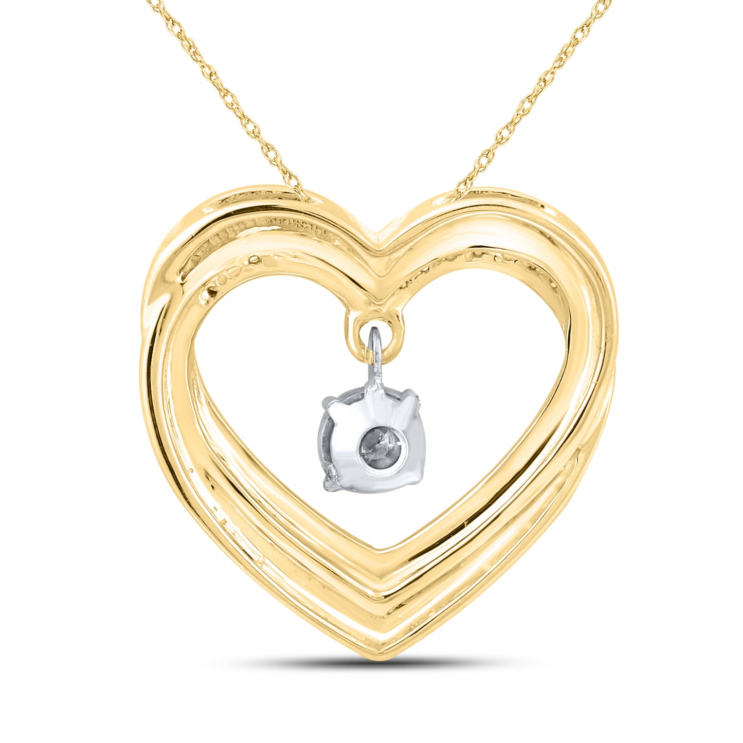 10kt Yellow Gold 0.12 CTW Natural Diamond  Pendant with 18-inch Chain