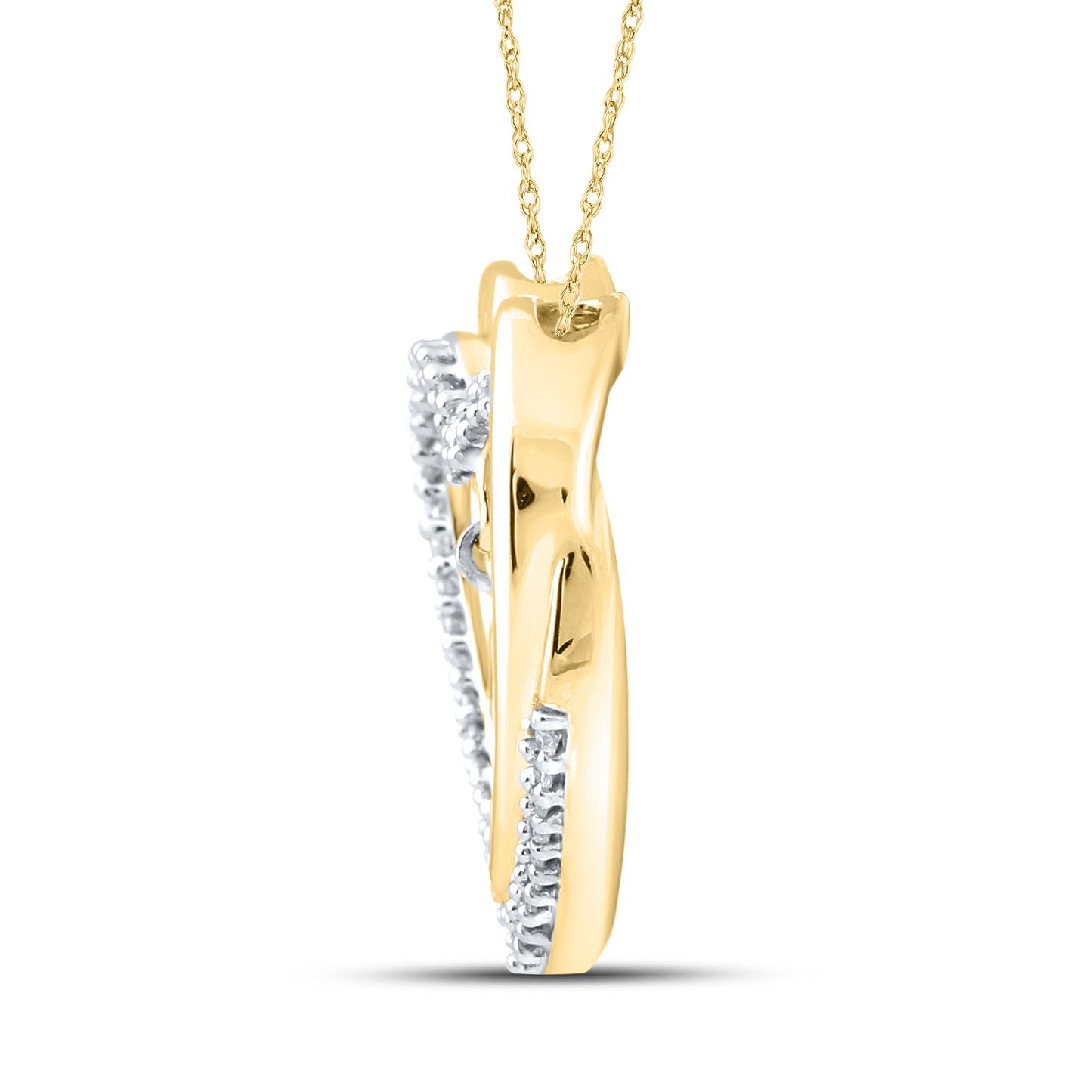 10kt Yellow Gold 0.12 CTW Natural Diamond  Pendant with 18-inch Chain