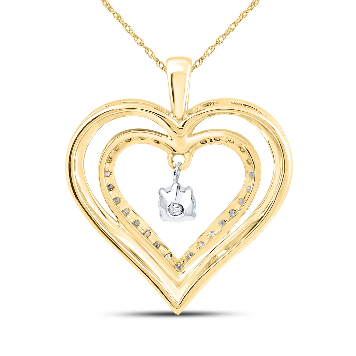 10kt Yellow Gold 0.16 CTW Natural Diamond  Pendant with 18-inch Chain