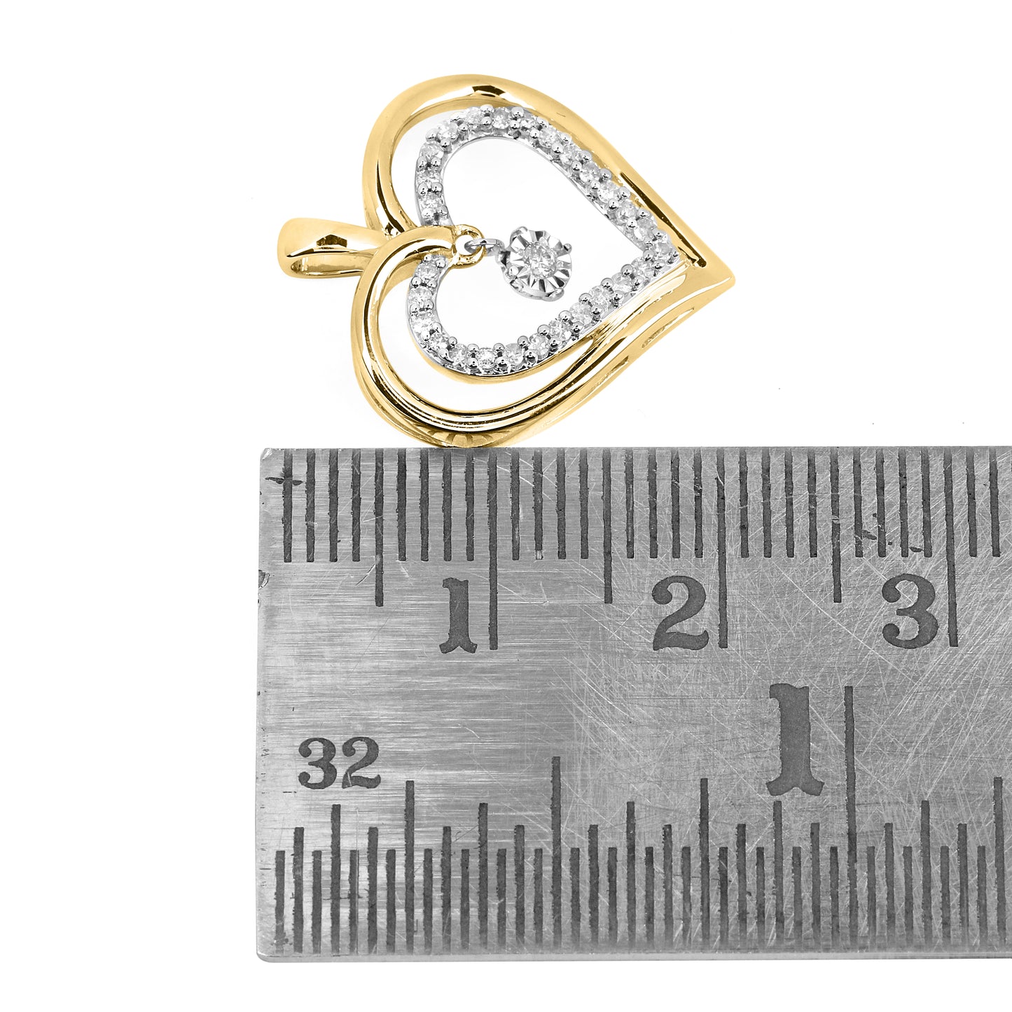 10kt Yellow Gold 0.16 CTW Natural Diamond  Pendant with 18-inch Chain