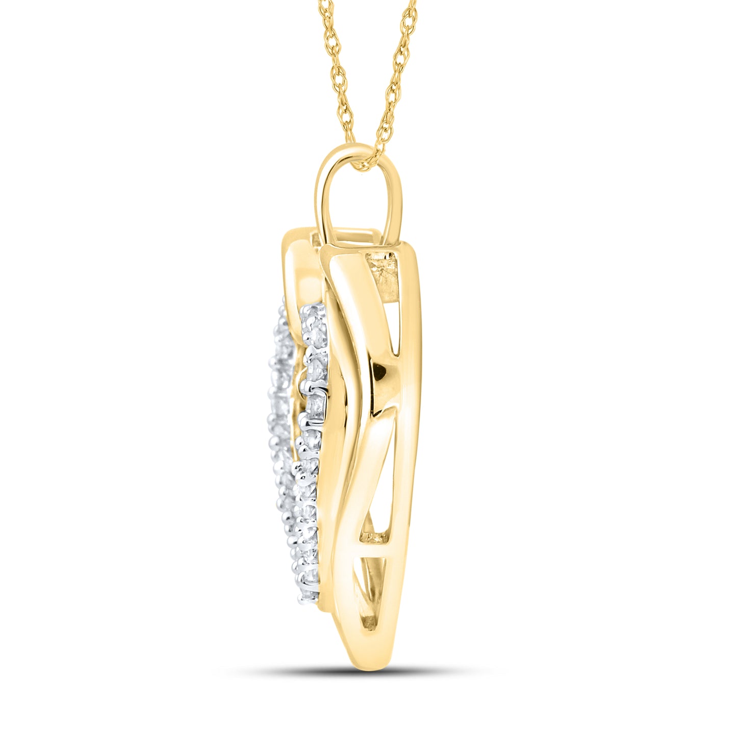 10kt Yellow Gold 0.16 CTW Natural Diamond  Pendant with 18-inch Chain