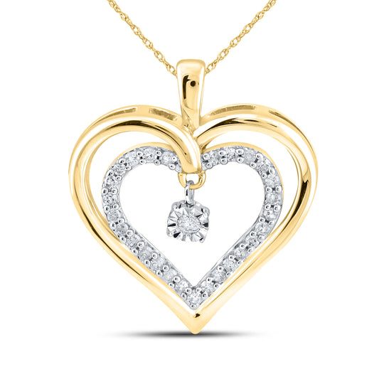 10kt Yellow Gold 0.16 CTW Natural Diamond  Pendant with 18-inch Chain