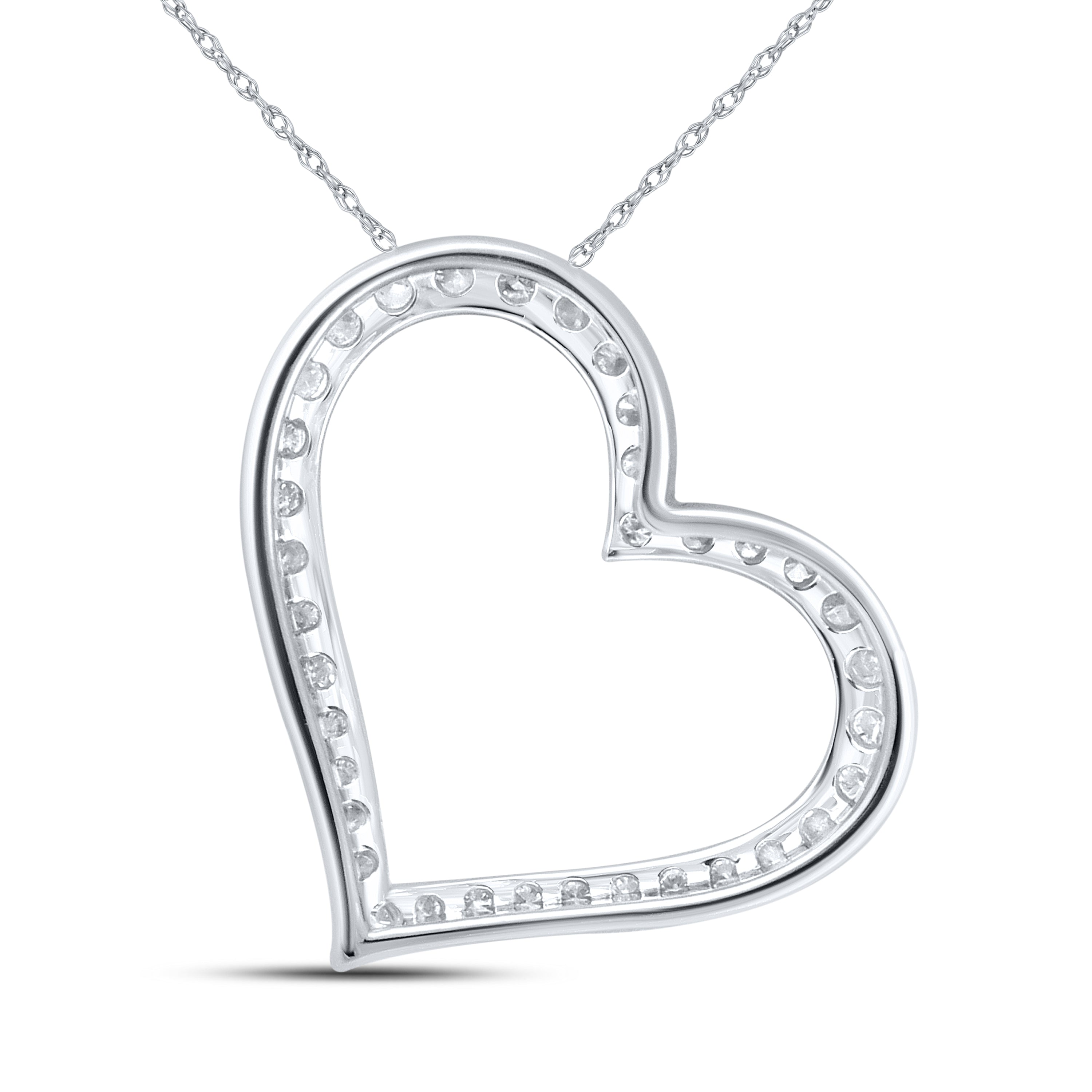 10kt White Gold 0.25 CTW Natural Diamond  Pendant with 18-inch Chain