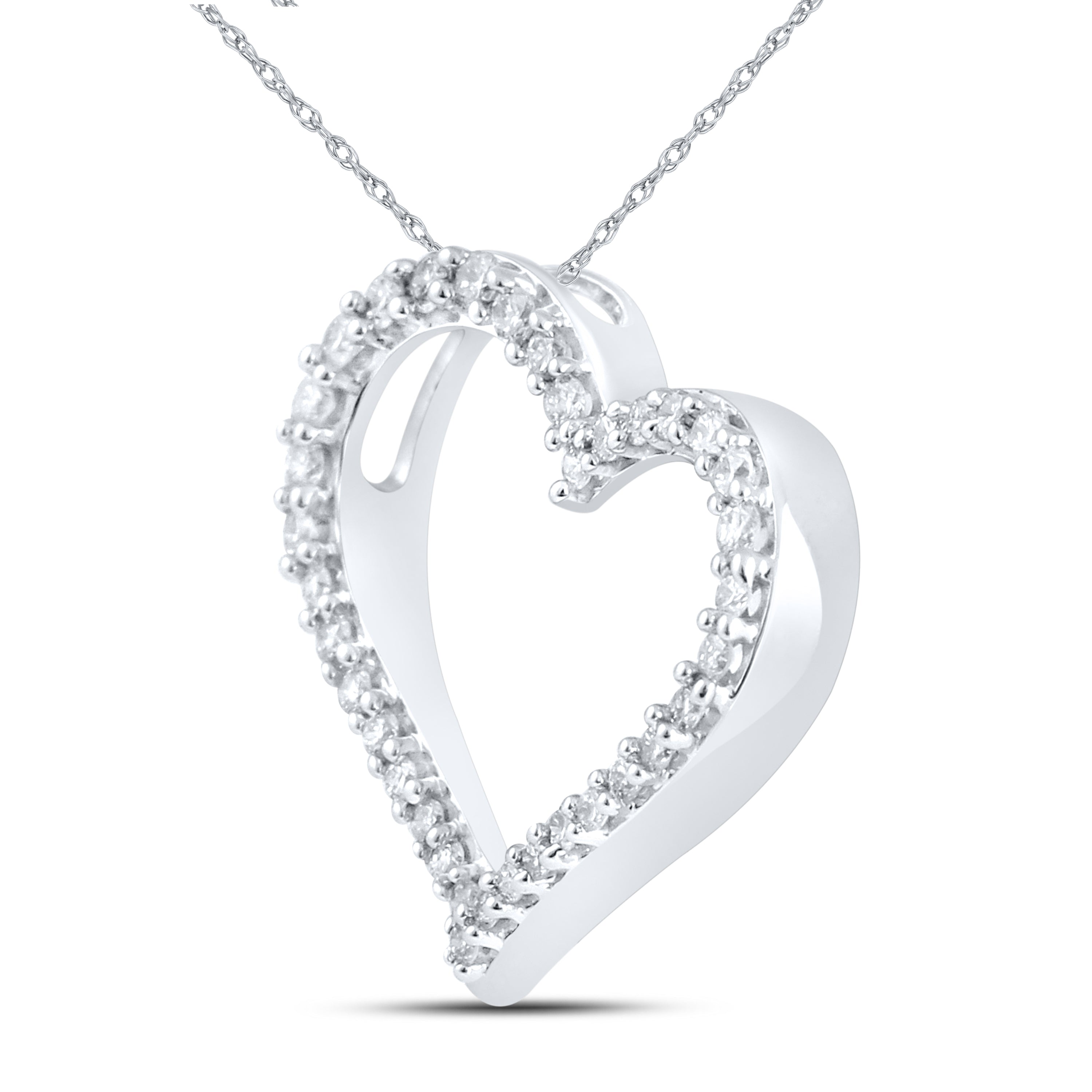 10kt White Gold 0.25 CTW Natural Diamond  Pendant with 18-inch Chain