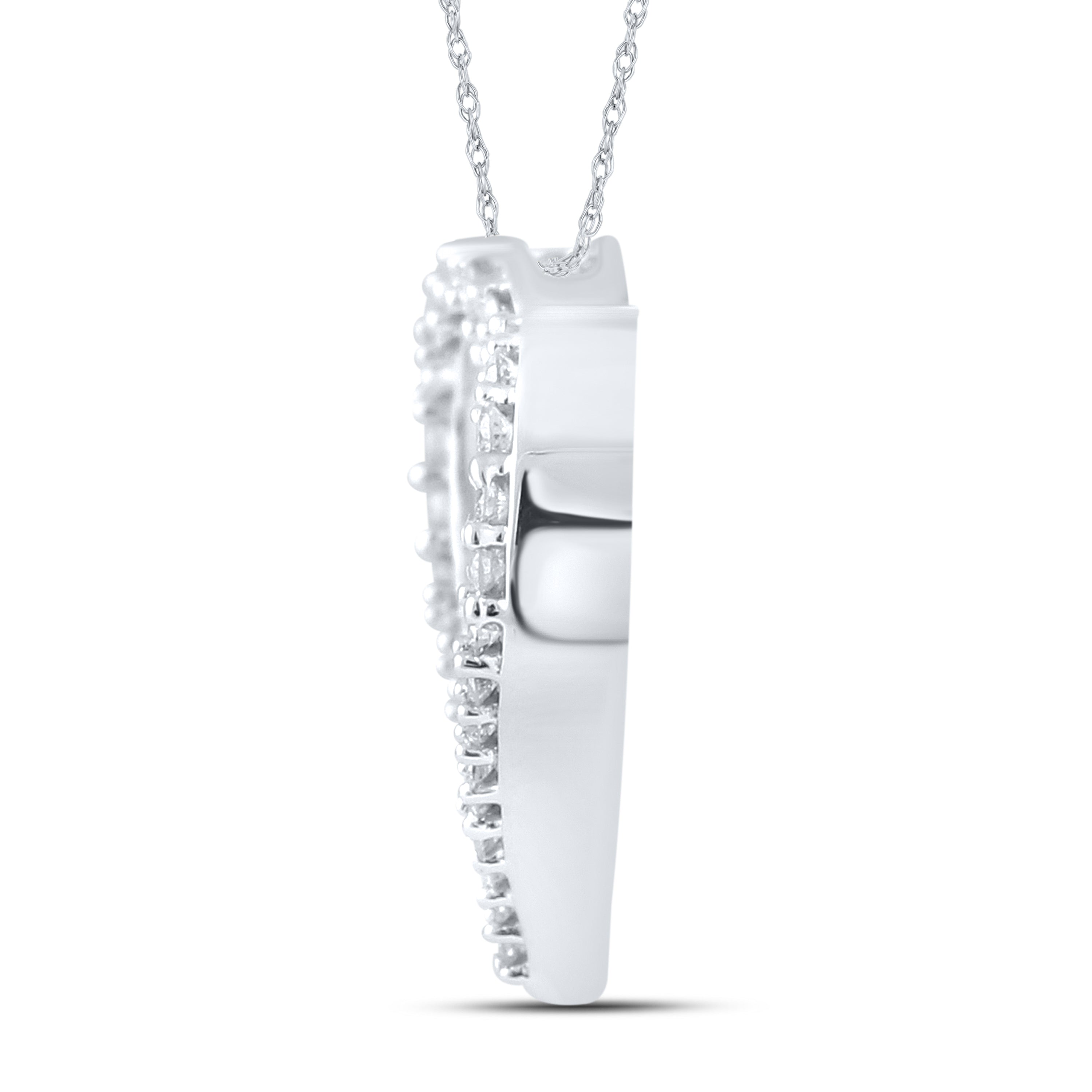 10kt White Gold 0.25 CTW Natural Diamond  Pendant with 18-inch Chain