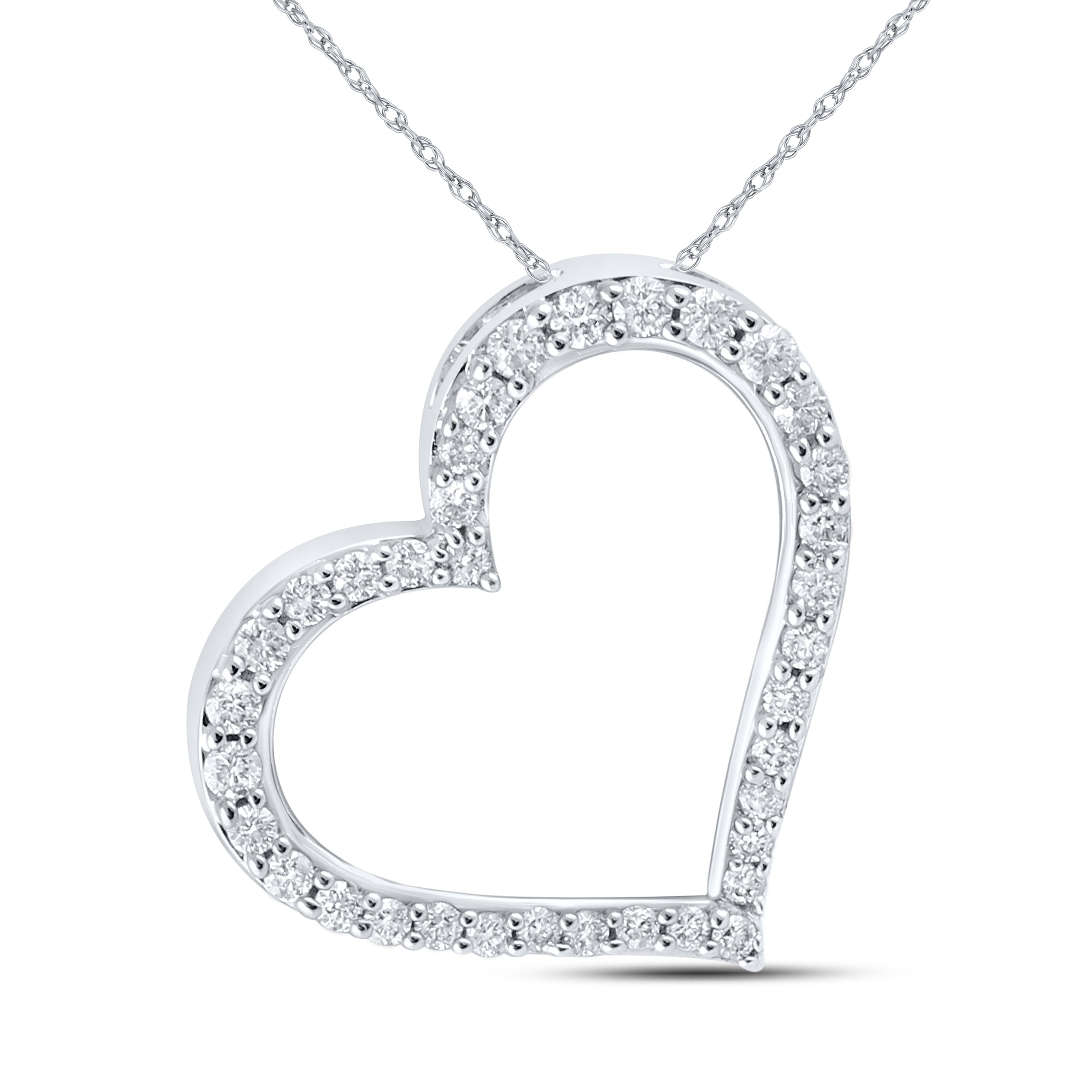 10kt White Gold 0.25 CTW Natural Diamond  Pendant with 18-inch Chain