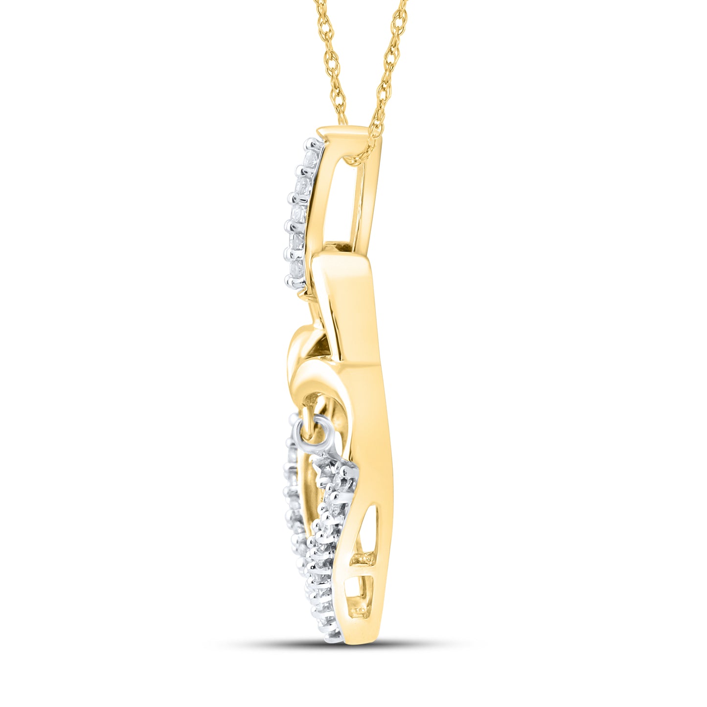 10kt Yellow Gold 0.10 CTW Natural Diamond  Pendant with 18-inch Chain