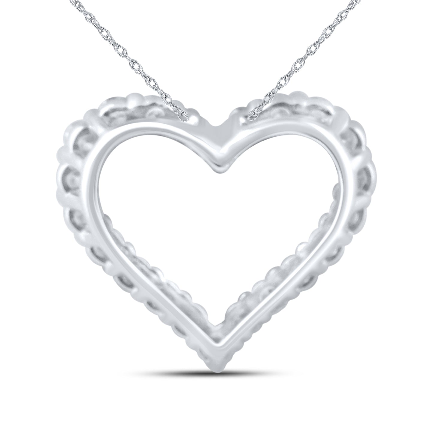 14kt White Gold 0.50 CTW Natural Diamond  Pendant with 18-inch Chain