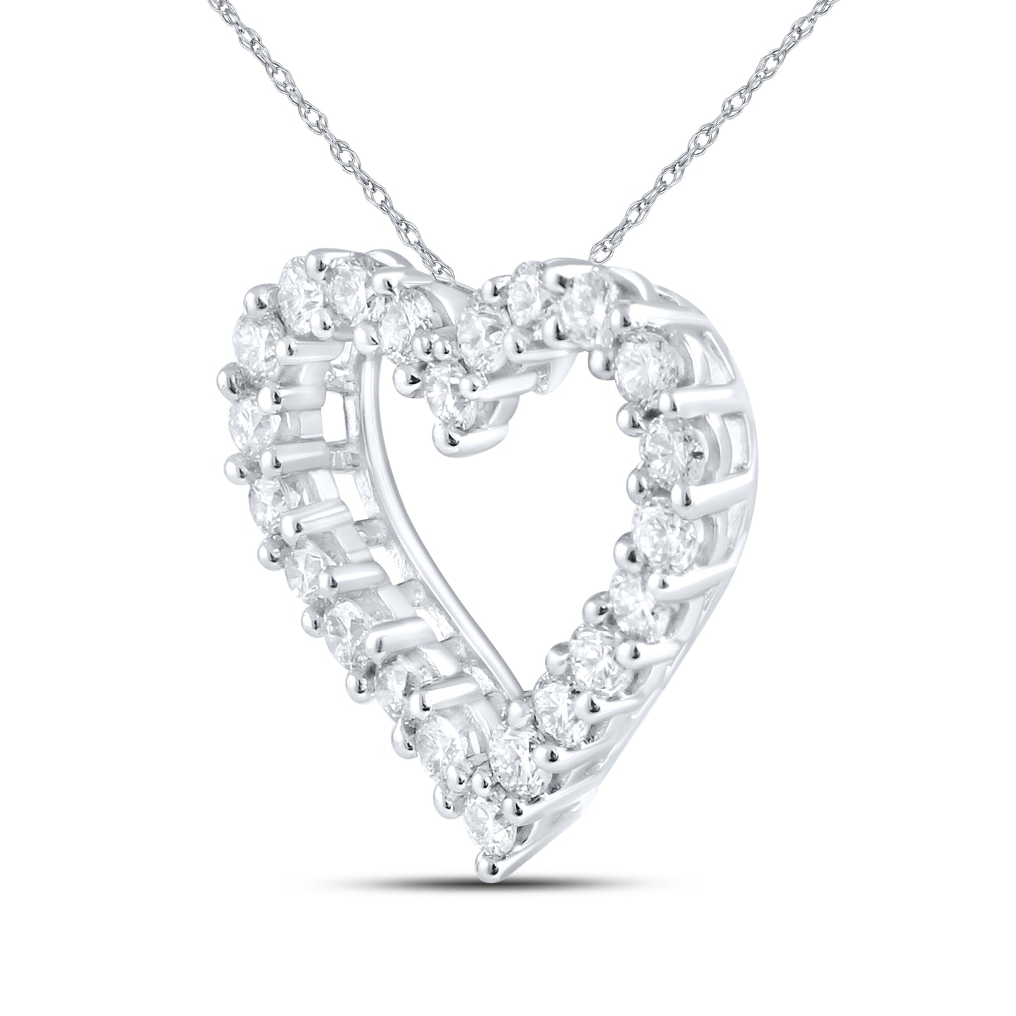 14kt White Gold 0.50 CTW Natural Diamond  Pendant with 18-inch Chain