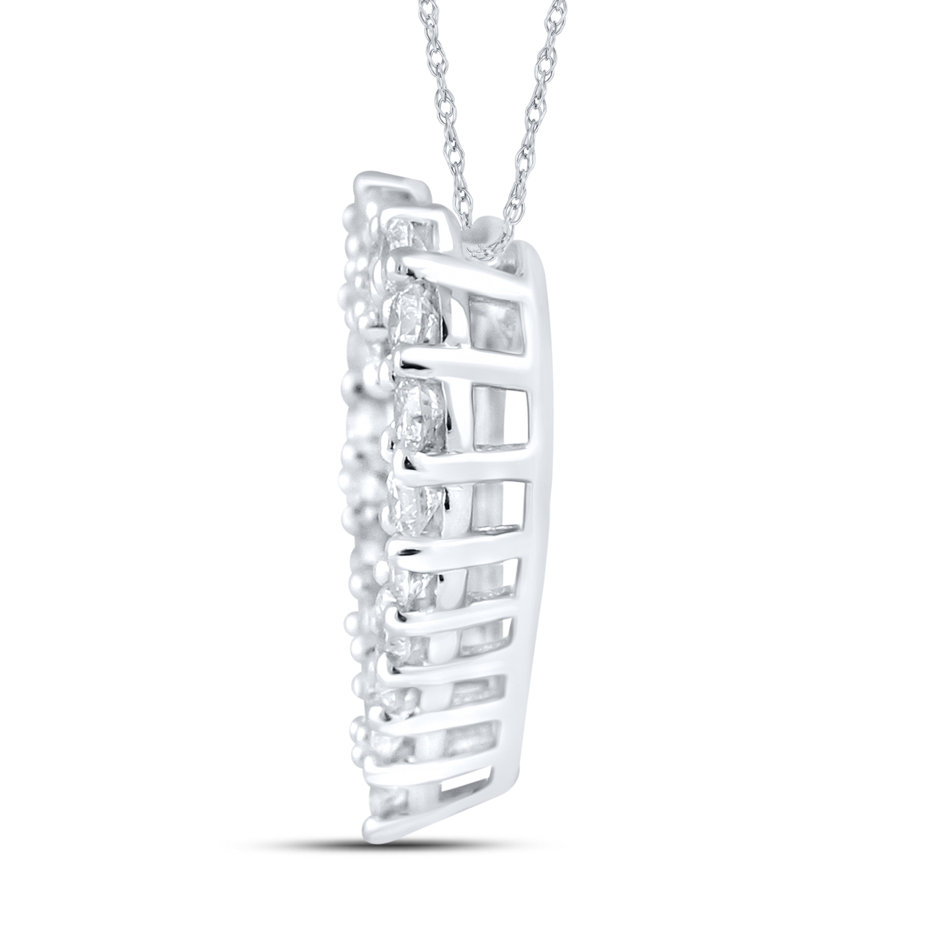 14kt White Gold 0.50 CTW Natural Diamond  Pendant with 18-inch Chain
