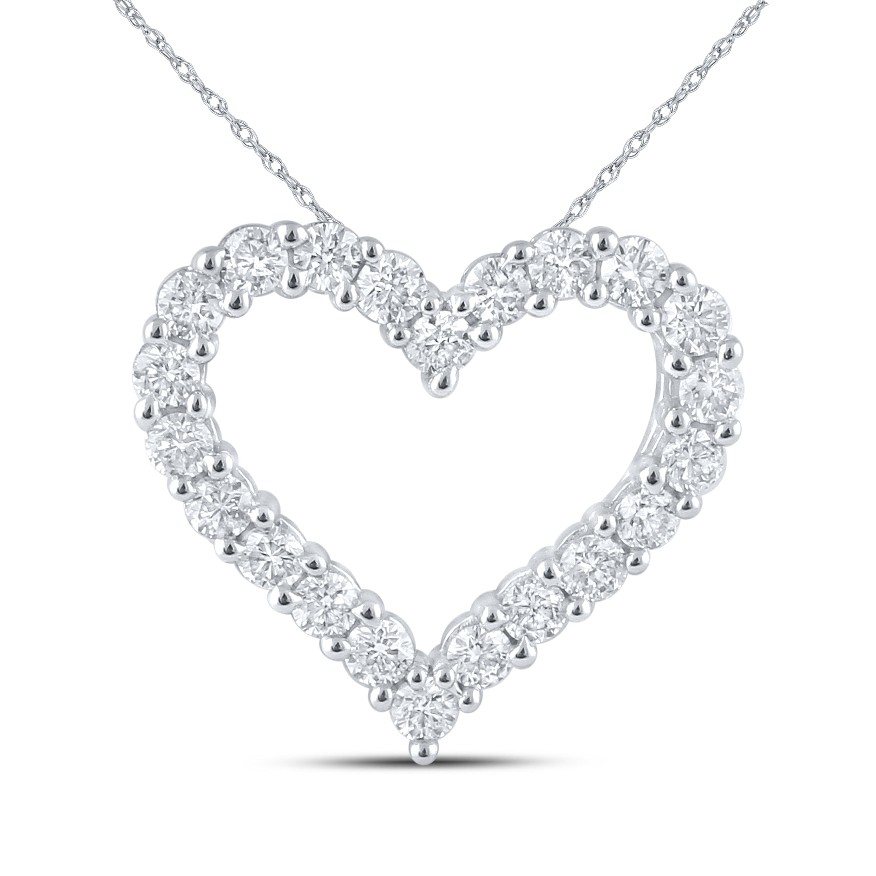 14kt White Gold 0.50 CTW Natural Diamond  Pendant with 18-inch Chain