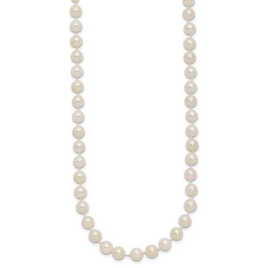 14kt Yellow Gold 5-6mm White Round Akoya Saltwater Cultured Pearl 24 inch Necklace