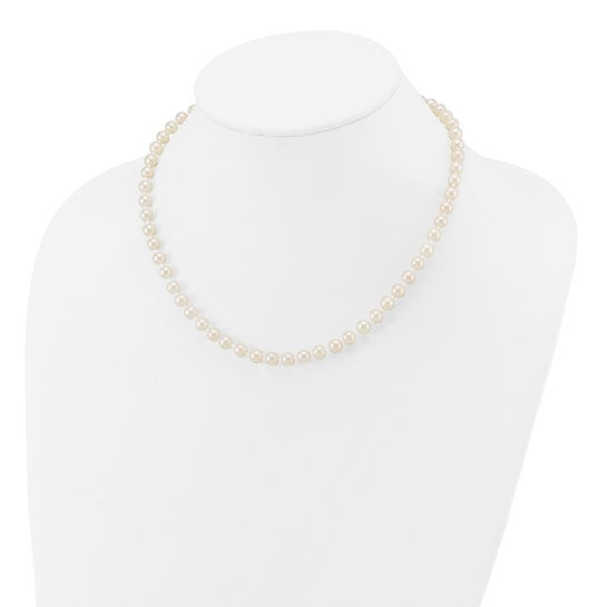 14kt Yellow Gold 5-6mm White Round Akoya Saltwater Cultured Pearl 16 inch Necklace