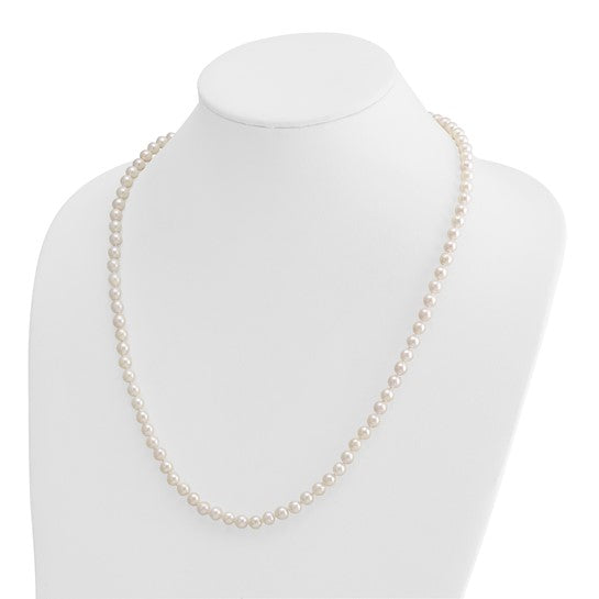 14kt Yellow Gold 5-6mm White Round Akoya Saltwater Cultured Pearl 24 inch Necklace