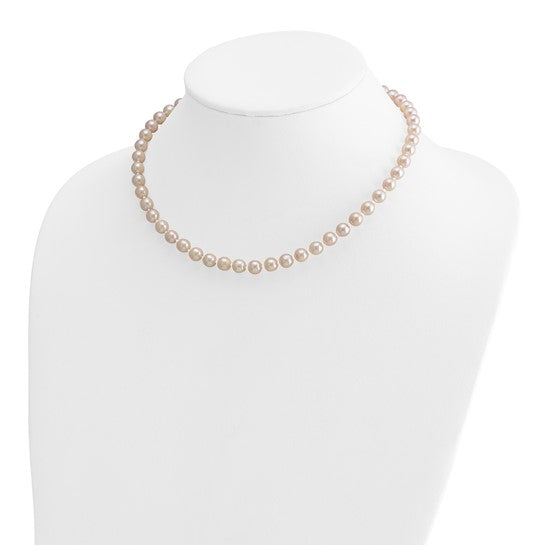 14kt Yellow Gold 6-7mm White Round Akoya Saltwater Cultured Pearl 16 inch Necklace